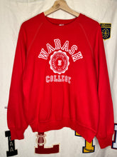 Load image into Gallery viewer, Vintage 1970&#39;s Wabash College Crest Flocked Red Raglan Sweatshirt: Large
