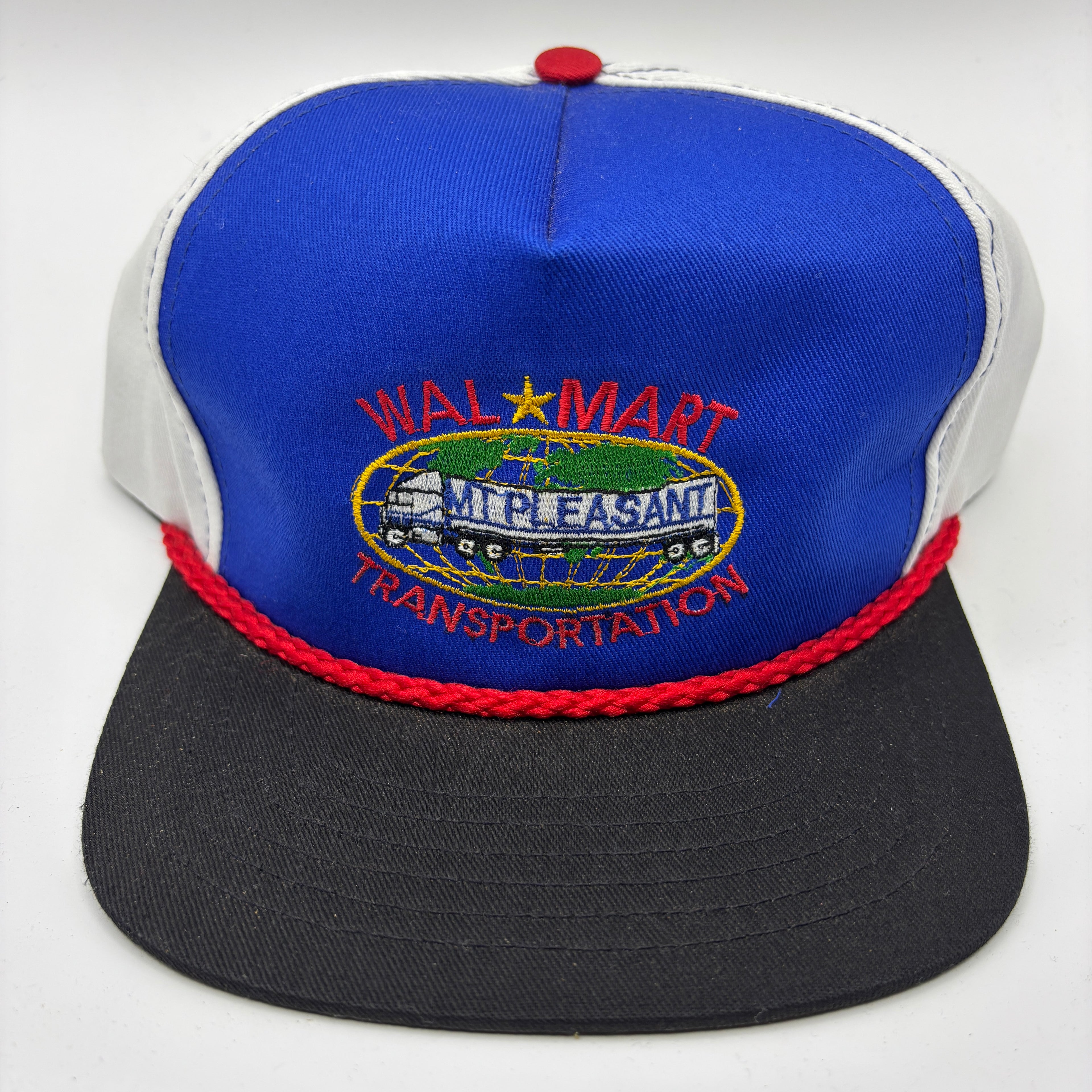 Vintage Wal-Mart Transportation Mt Pleasant Blue White Rope Snapback Hat