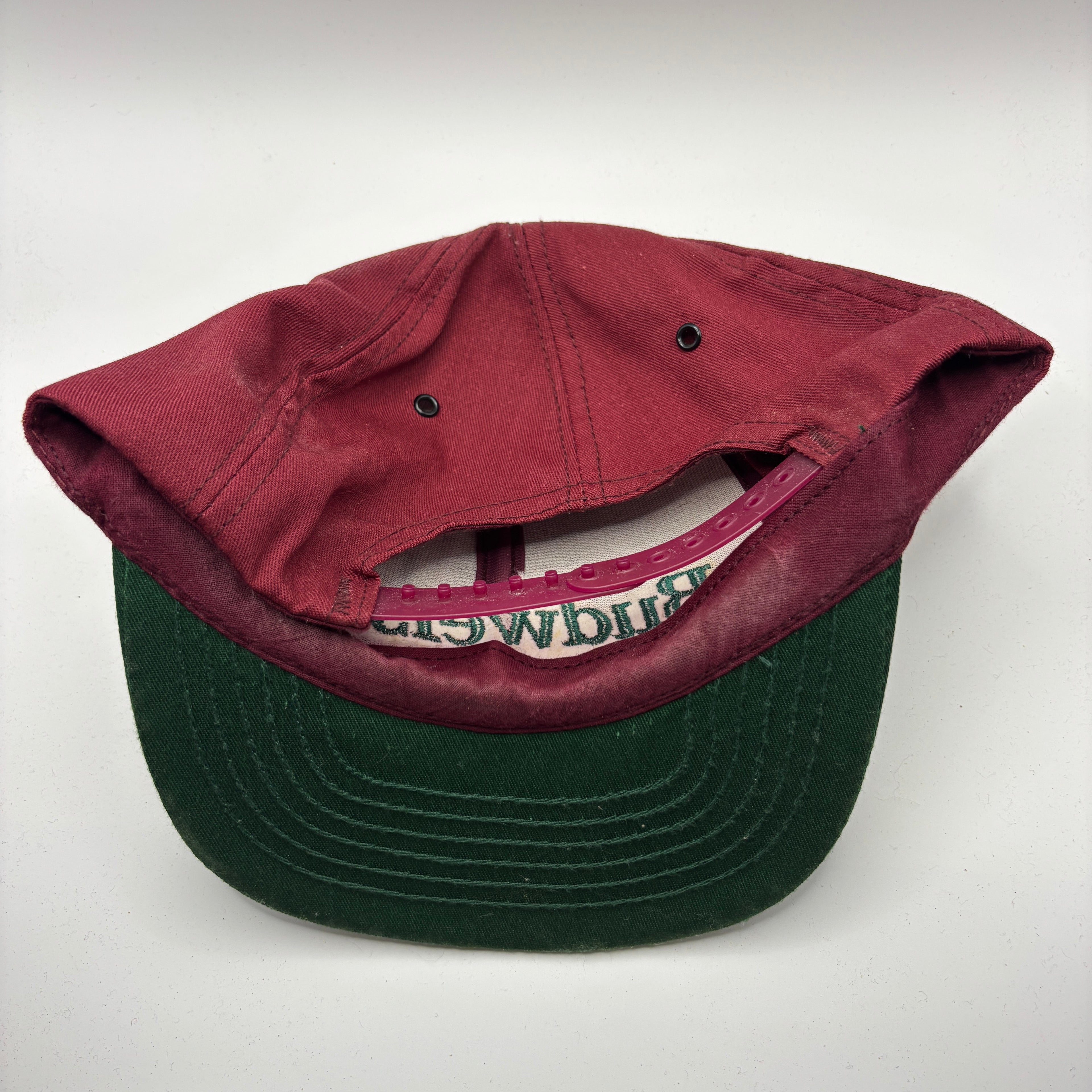 Vintage Budweiser Beer Burgundy Green Snapback Hat