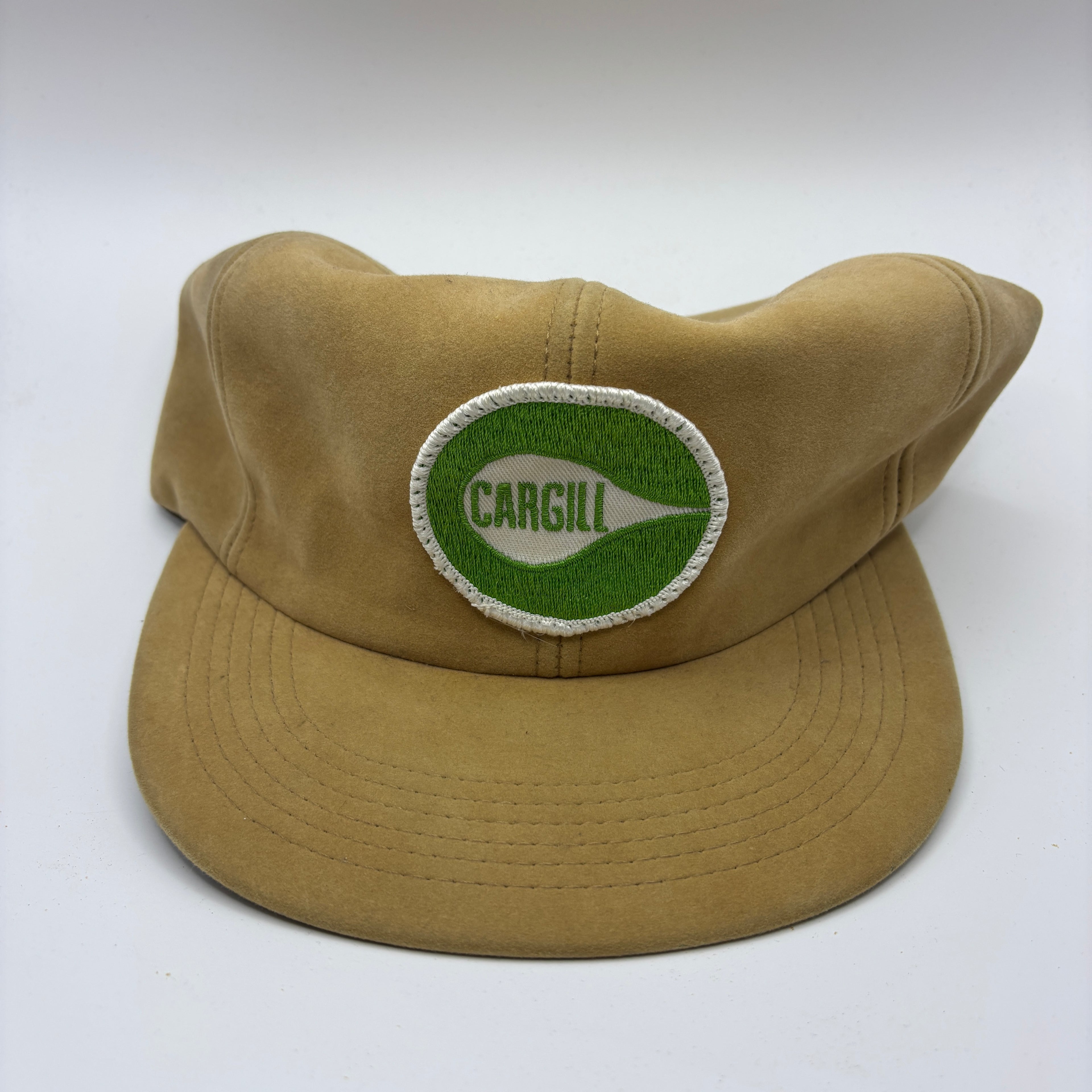 Vintage Cargill Seeds Suede Patch Tan Farm Snapback Hat