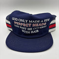 Vintage Bald Perfect Heads Funny Navy 3 Stripe Mesh Trucker Snapback Hat