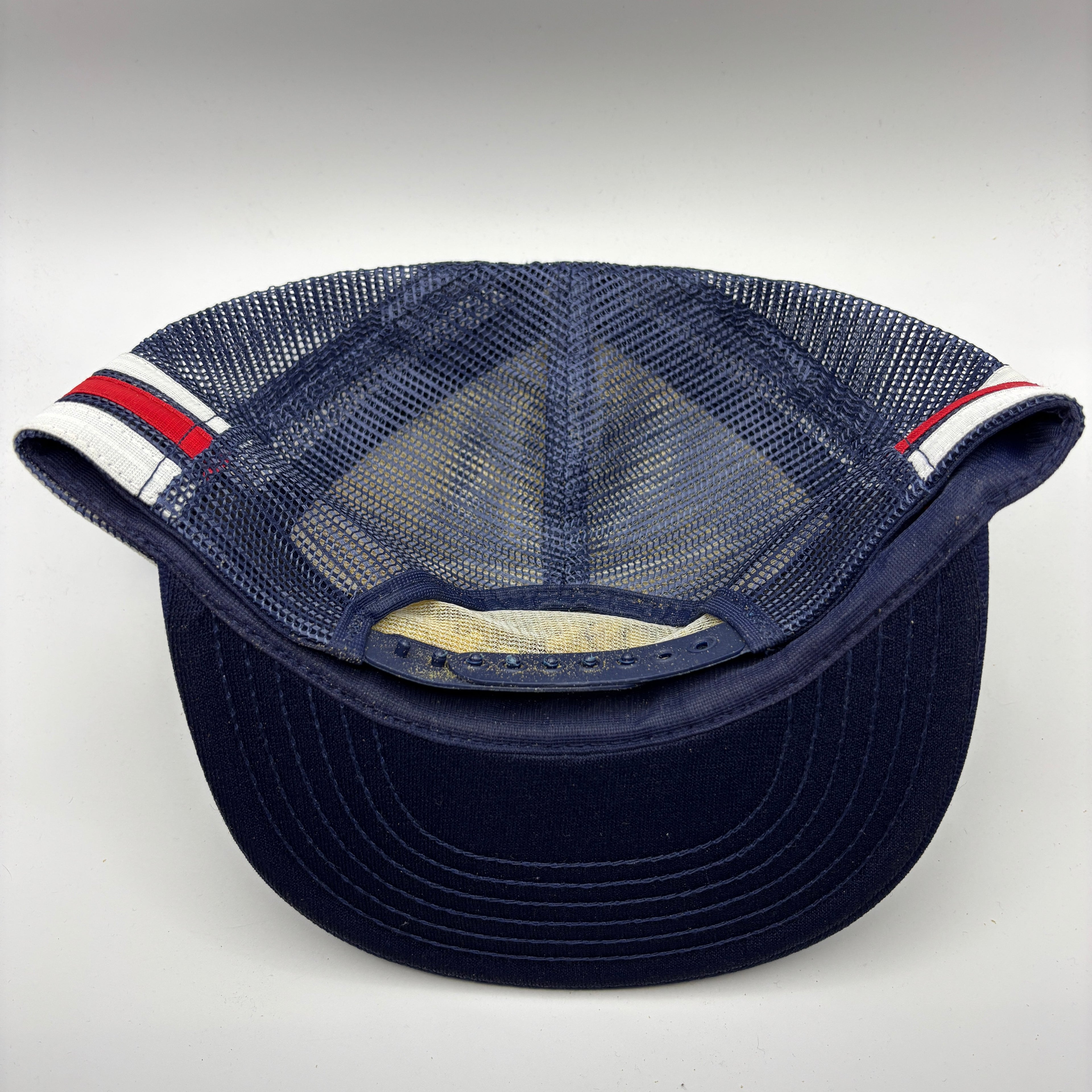 Vintage Bald Perfect Heads Funny Navy 3 Stripe Mesh Trucker Snapback Hat