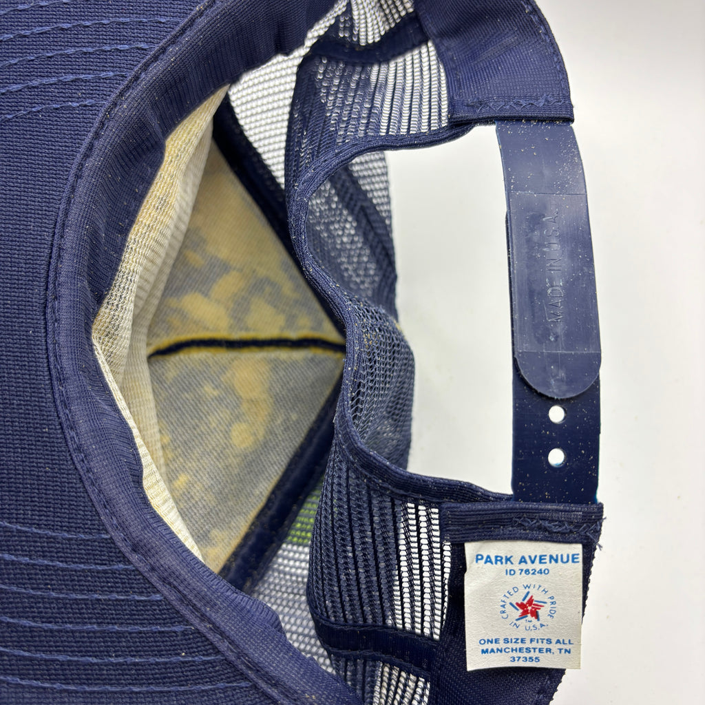 Vintage Bald Perfect Heads Funny Navy 3 Stripe Mesh Trucker Snapback Hat