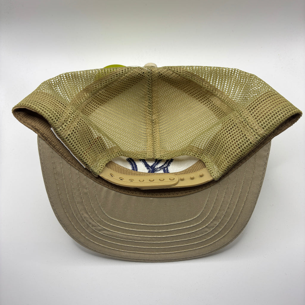 Vintage New York Yankees NY Tan Navy Mesh Trucker Snapback Hat