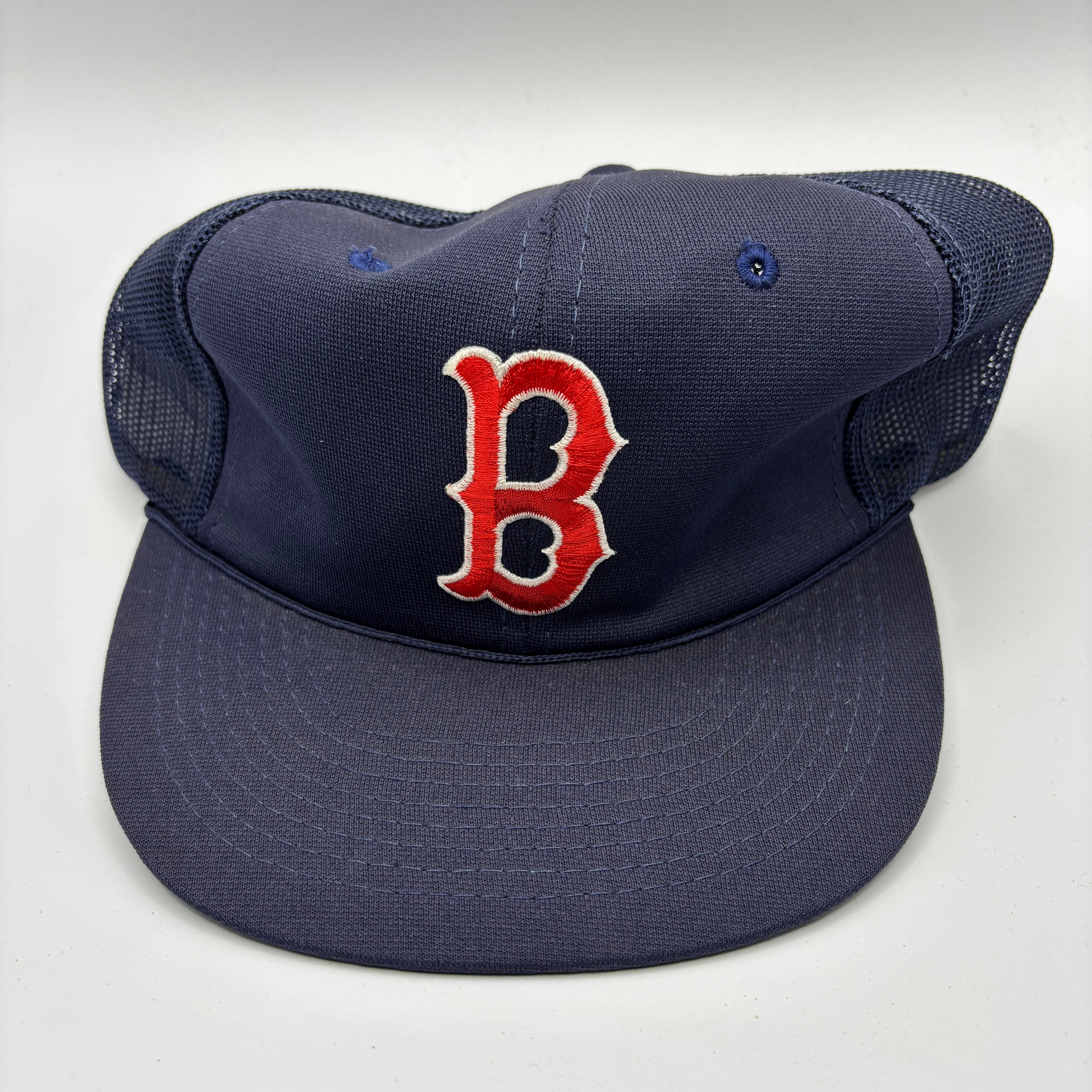 Vintage Boston Red Sox B Sports Specialties Navy Mesh Trucker Snapback Hat