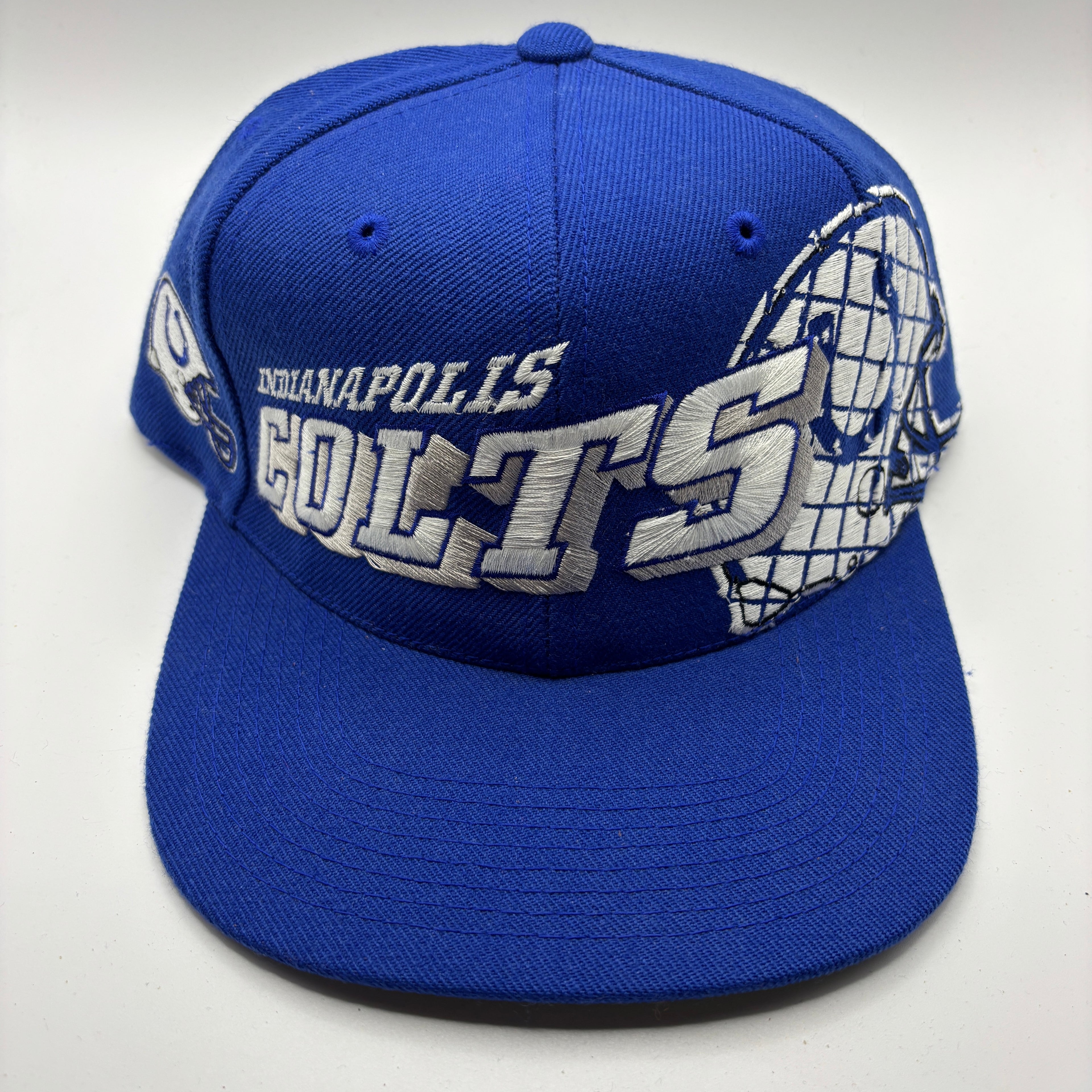 Vintage Indianapolis Colts NFL Blue Sports Specialties Grid Snapback Hat