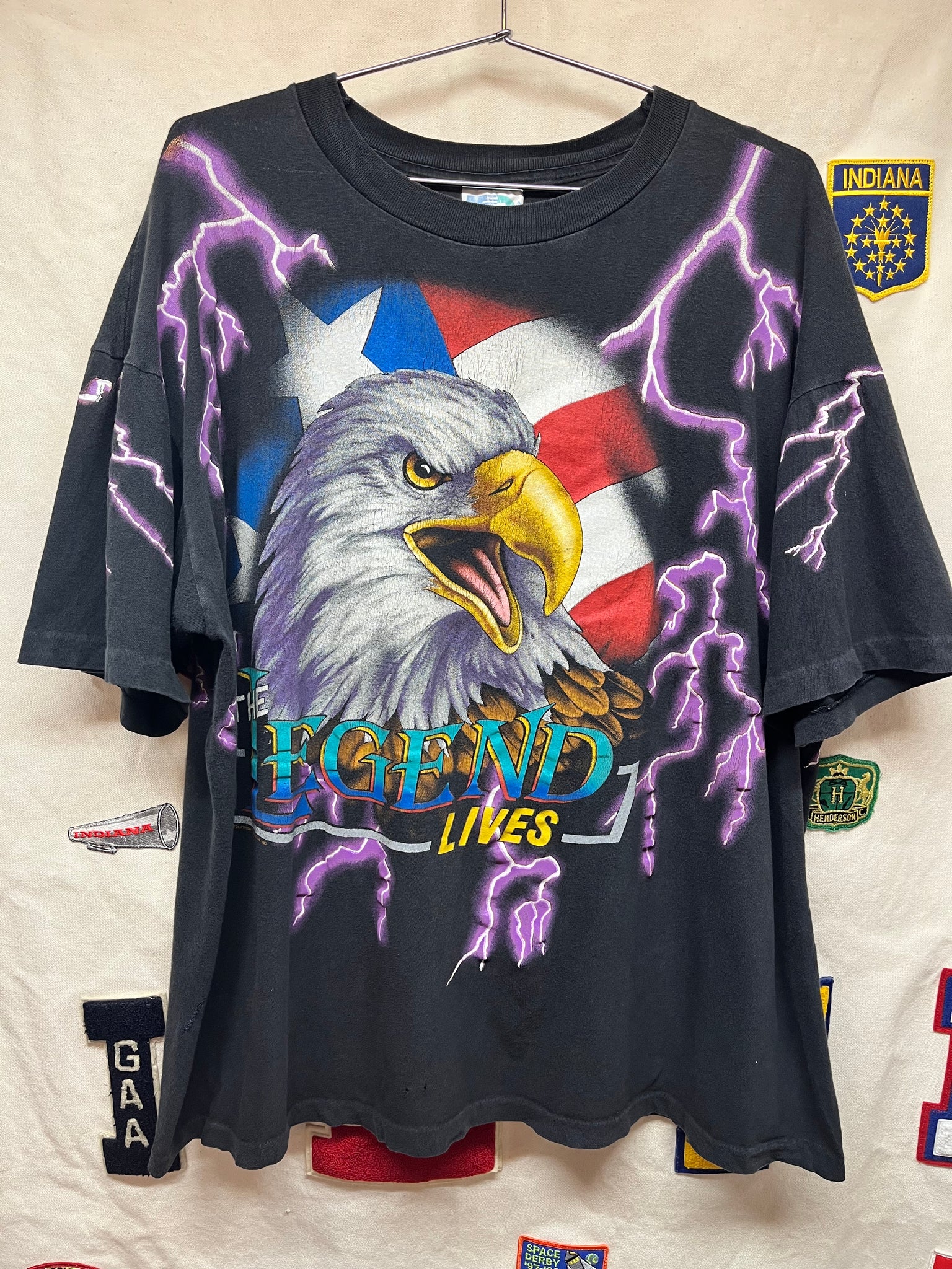 Vintage American Thunder Eagle The Legend Lives Lightning T-Shirt: XXL