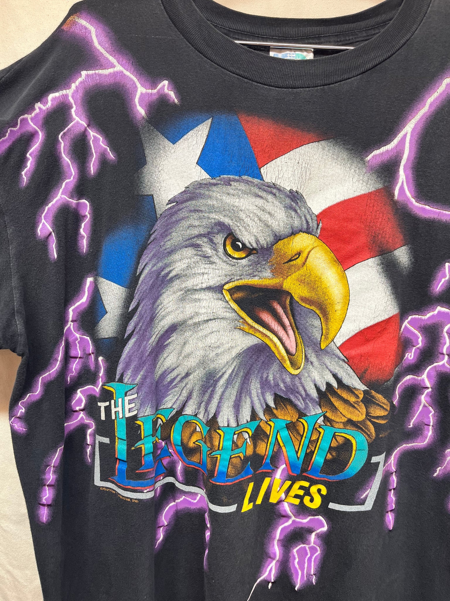 Vintage American Thunder Eagle The Legend Lives Lightning T-Shirt: XXL