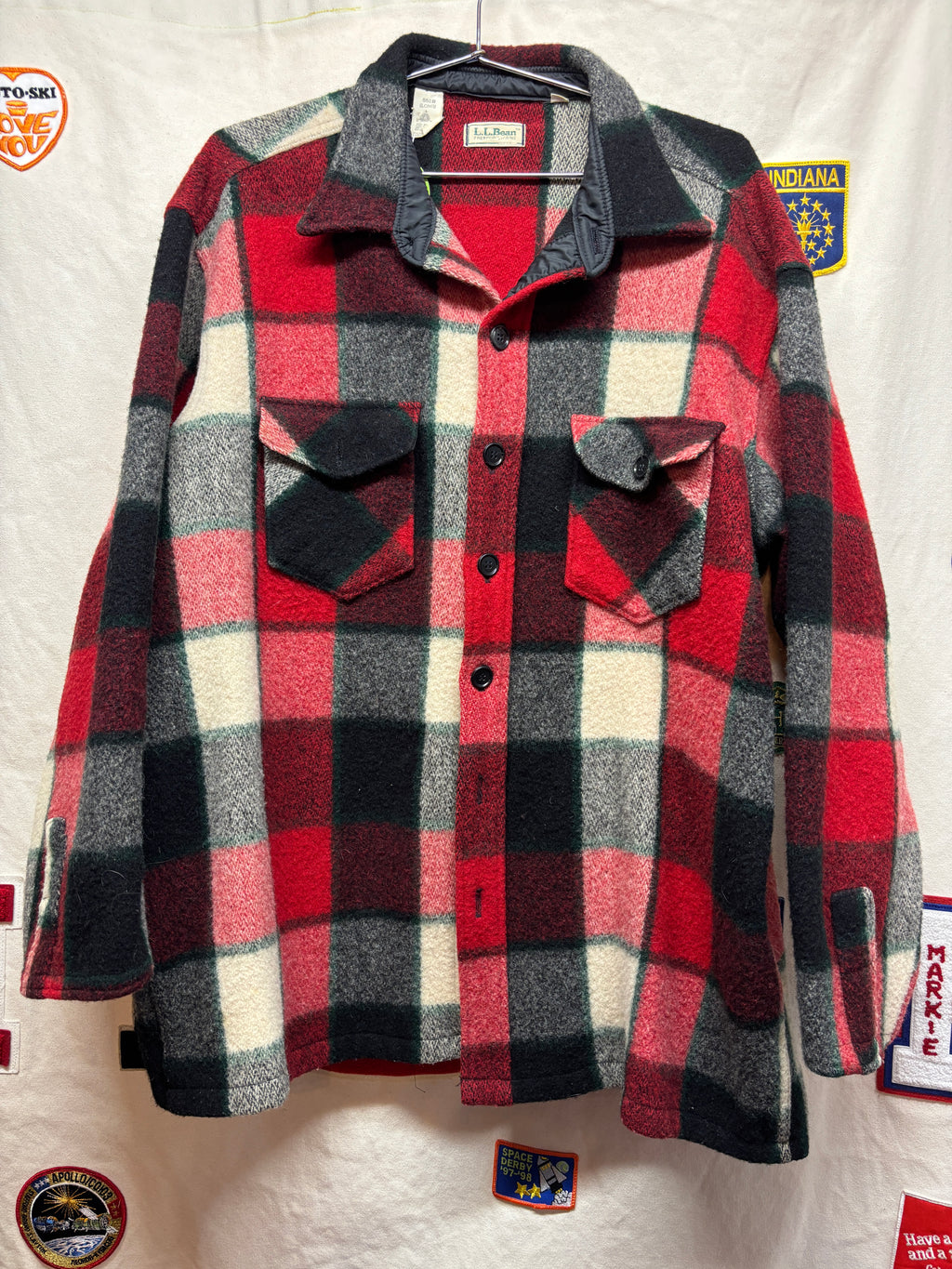 Vtg LL Bean Woolmark Thick Red Black Flannel: XXL