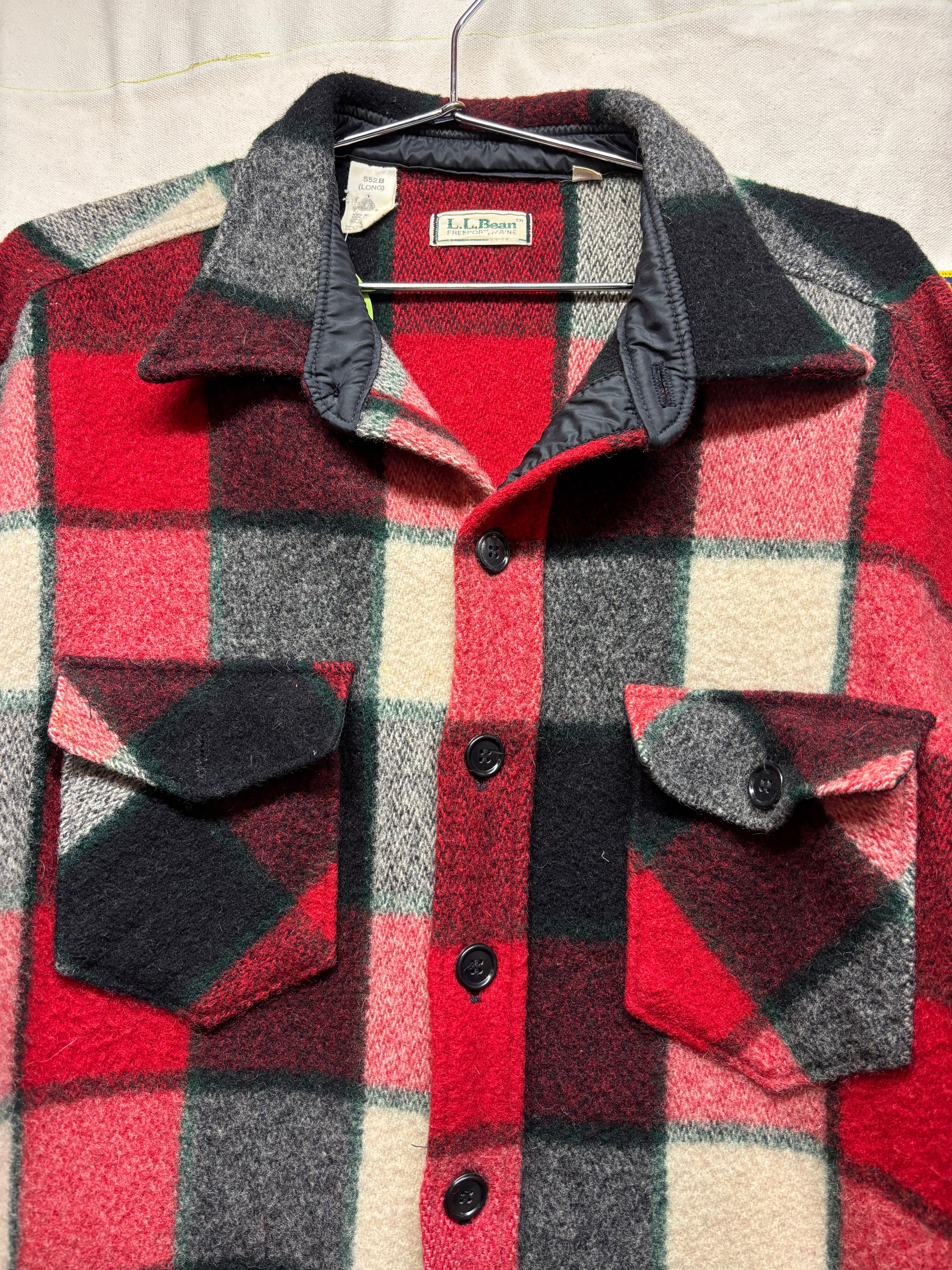 Vtg LL Bean Woolmark Thick Red Black Flannel: XXL