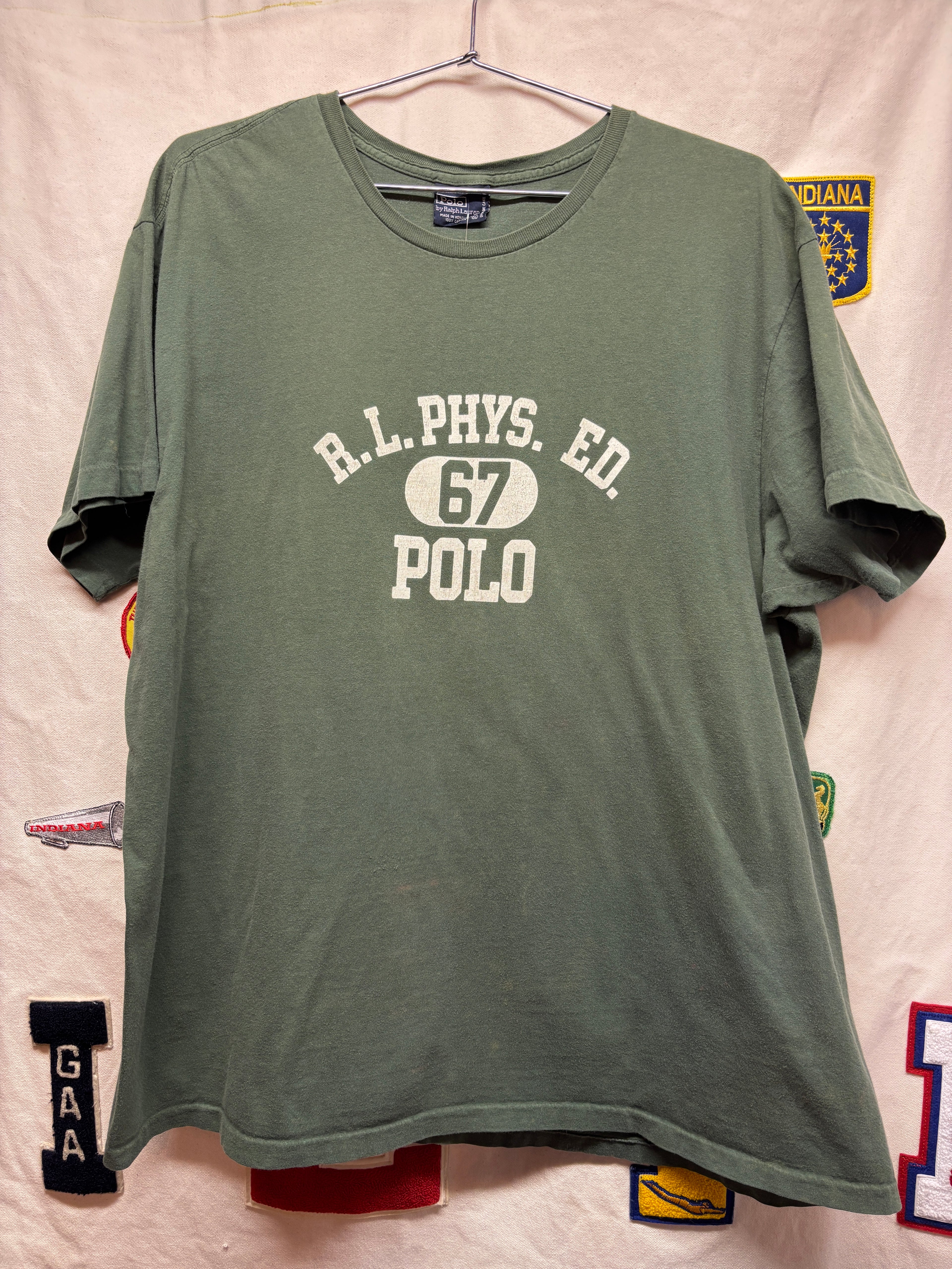 Vtg Polo Ralph Lauren Phys Ed 67 Green T-Shirt: XL