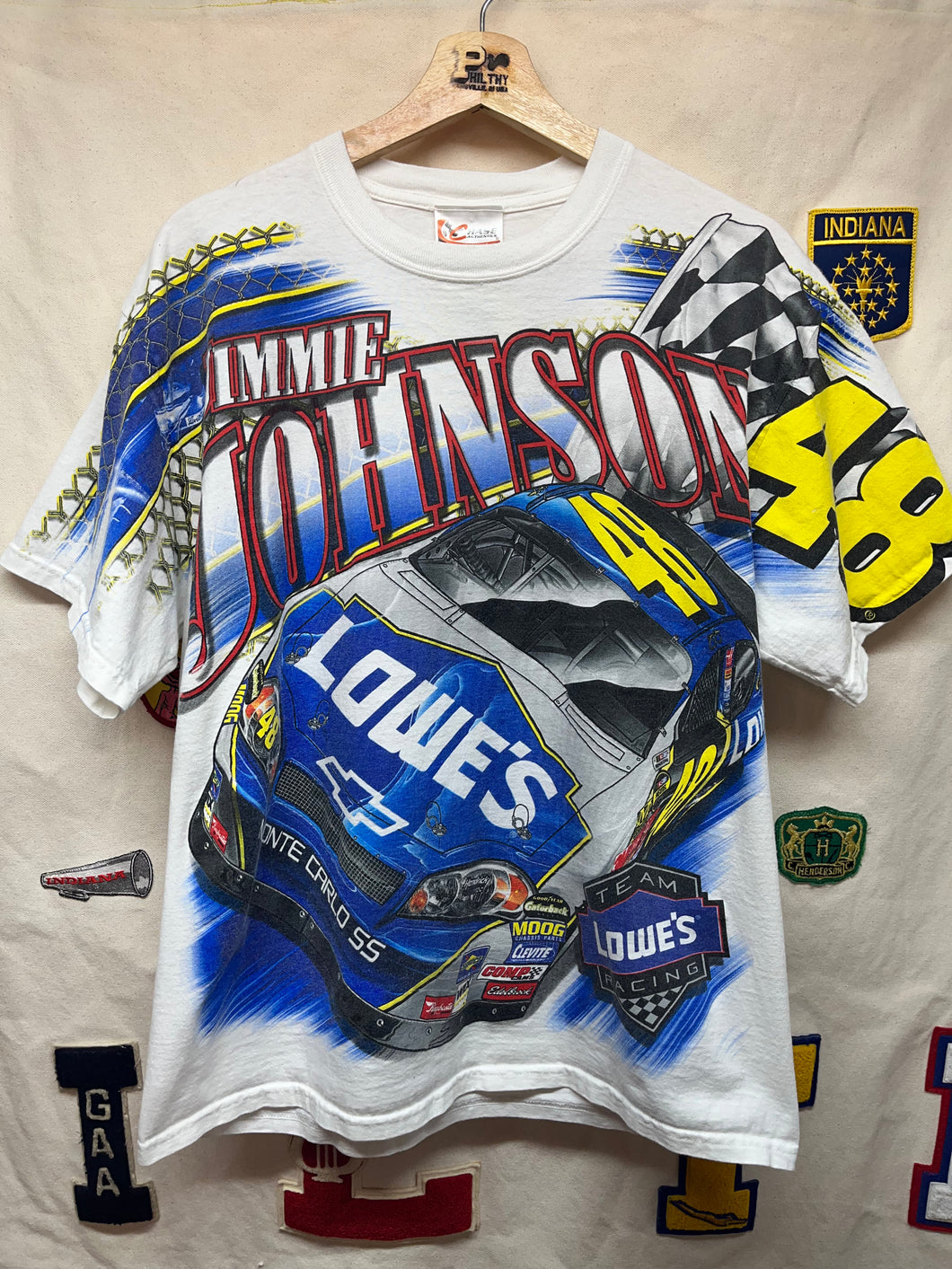 Vintage Jimmy Johnson NASCAR Lowes All Over Print Racing T-Shirt: M