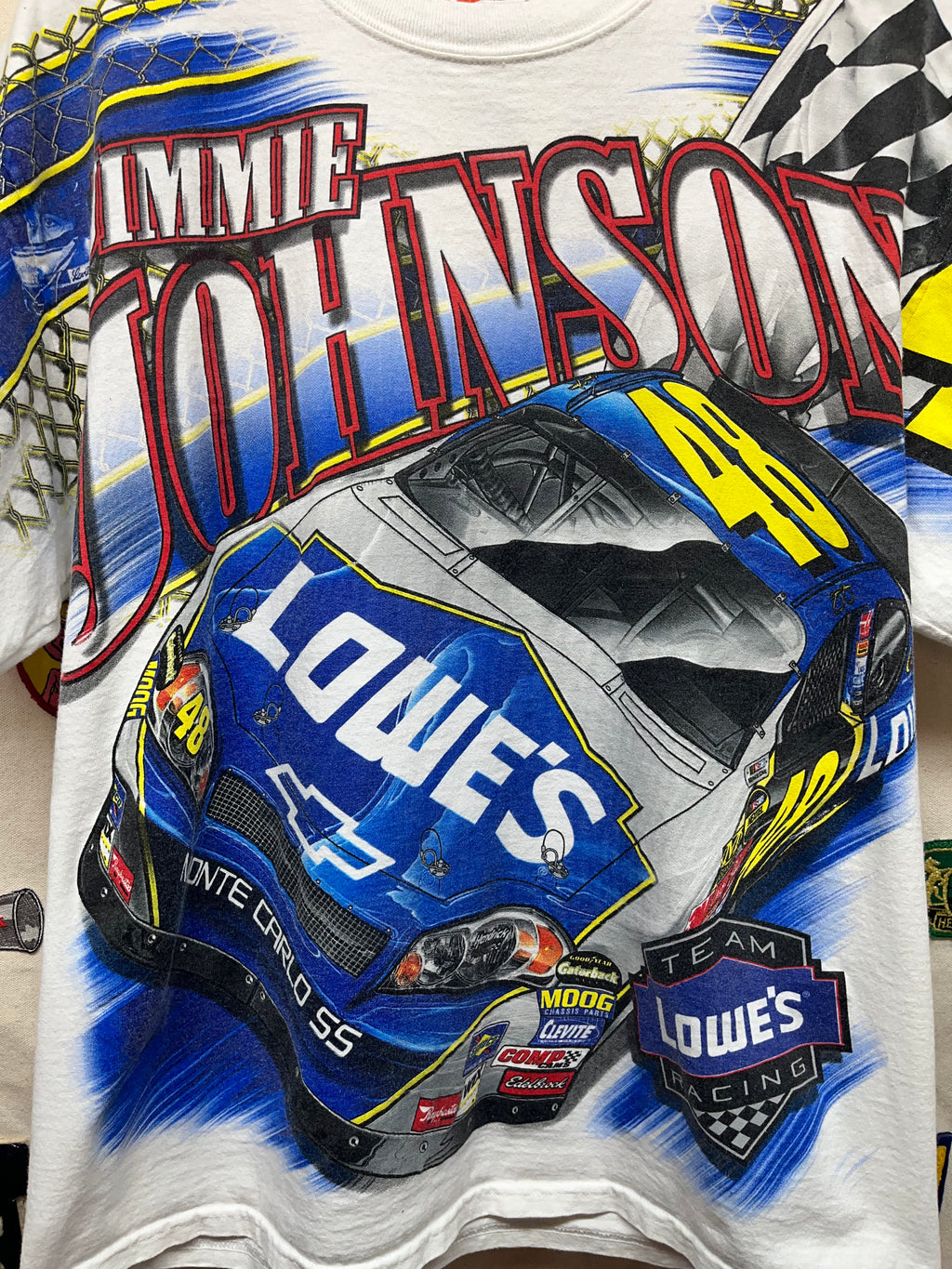 Vintage Jimmy Johnson NASCAR Lowes All Over Print Racing T-Shirt: M