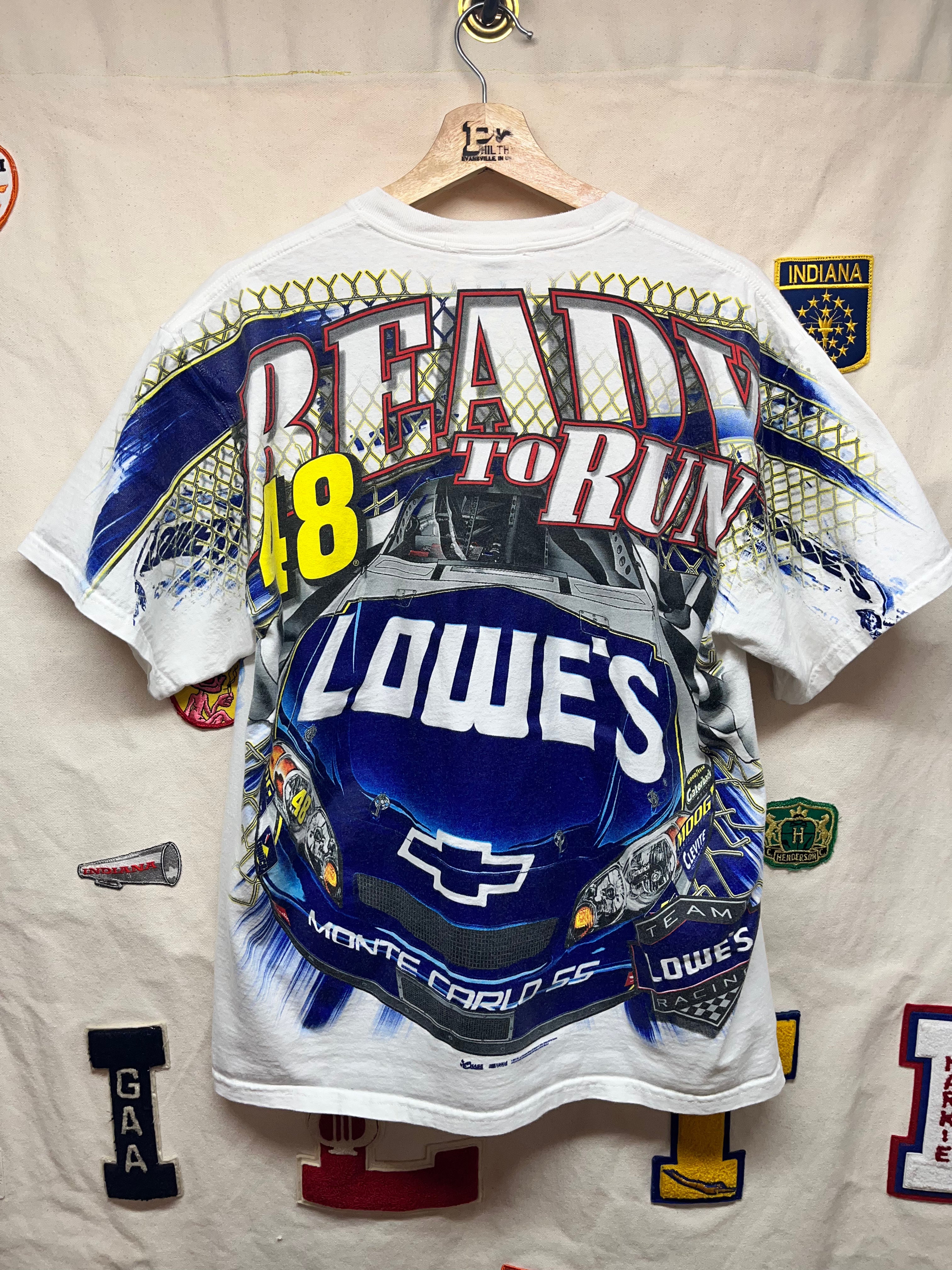 Vintage Jimmy Johnson NASCAR Lowes All Over Print Racing T-Shirt: M