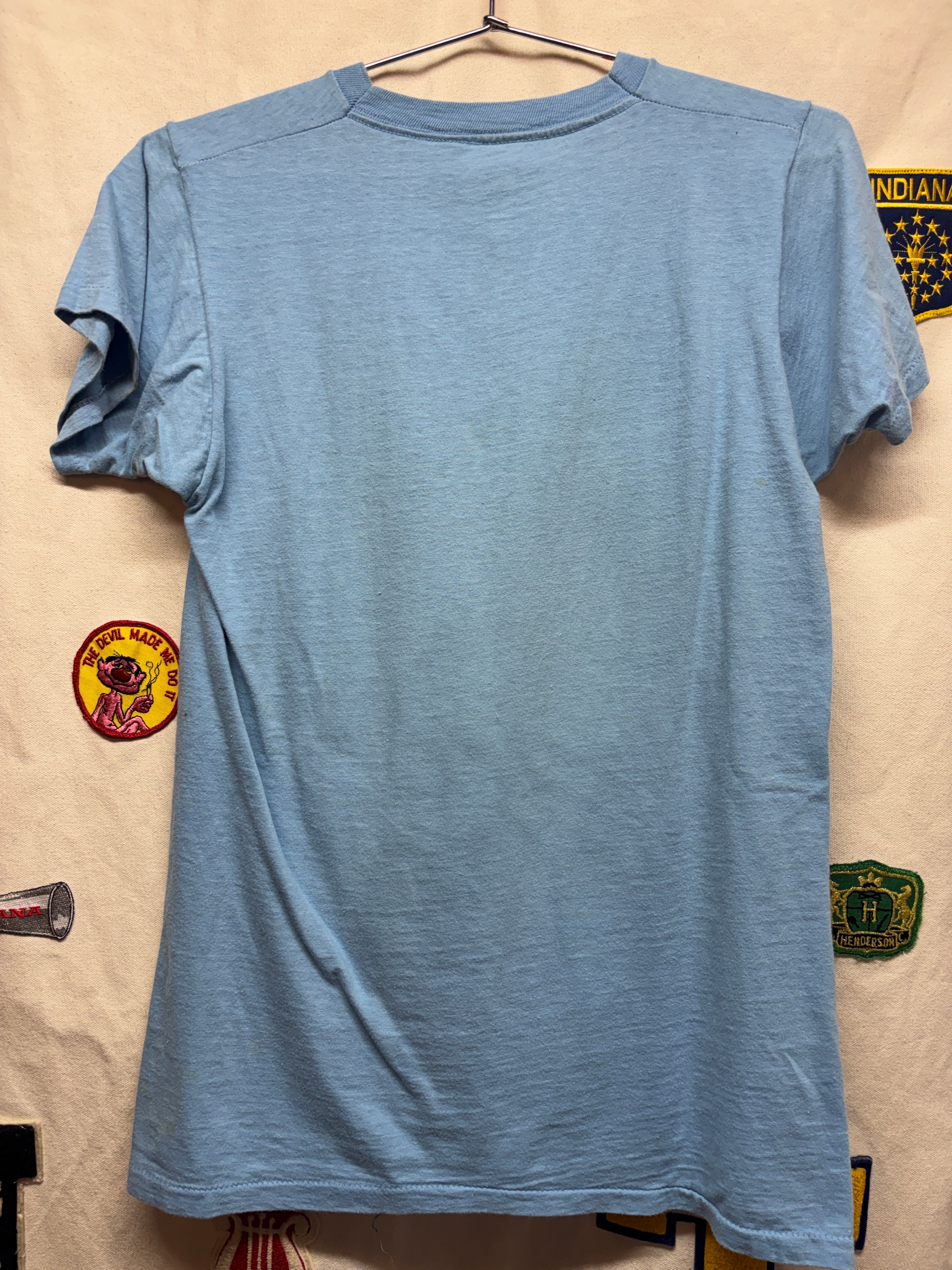 Vtg 70's Farrah Fawcett Poster Blue T-Shirt: M