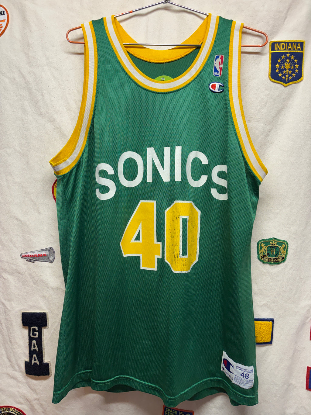 Vtg Shawn Kemp Seattle Sonics Champion Basketball Jersey: Size 48