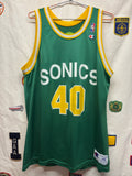 Vtg Shawn Kemp Seattle Sonics Champion Basketball Jersey: Size 48