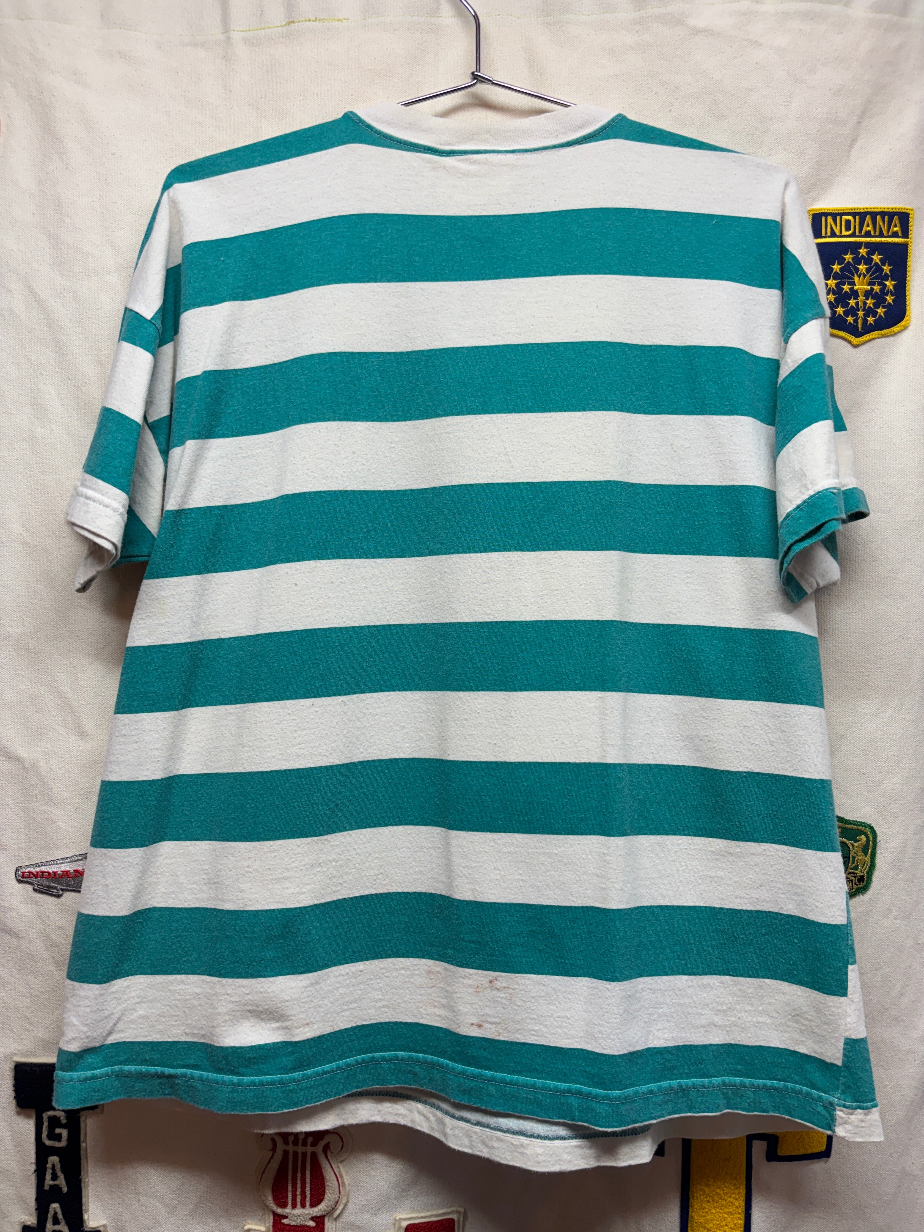 Vtg Tweety Bird Looney Tunes Big Face Striped T-Shirt: L