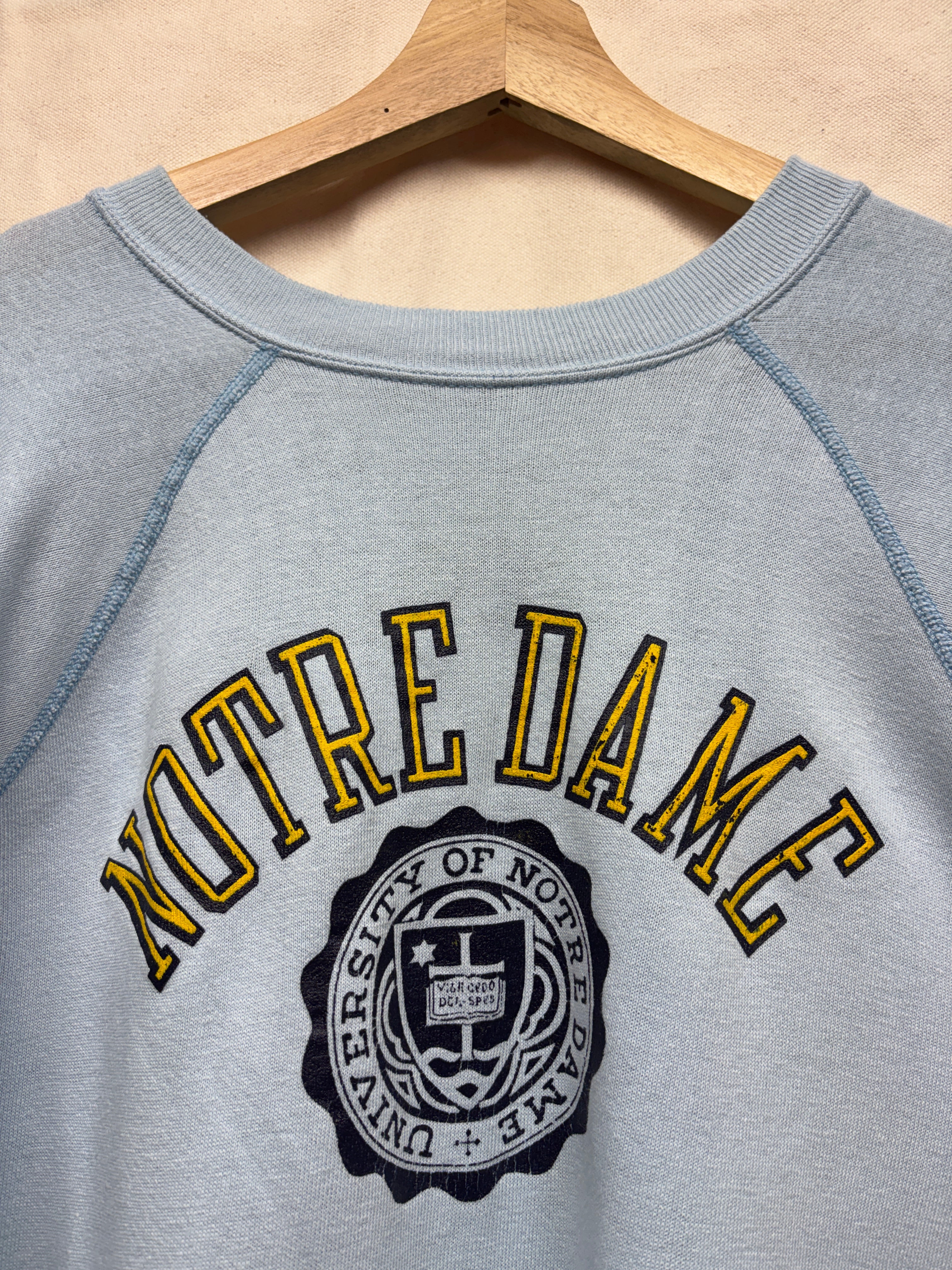 Vtg 80's Notre Dame Collegiate Crewneck Crest Blue: XL