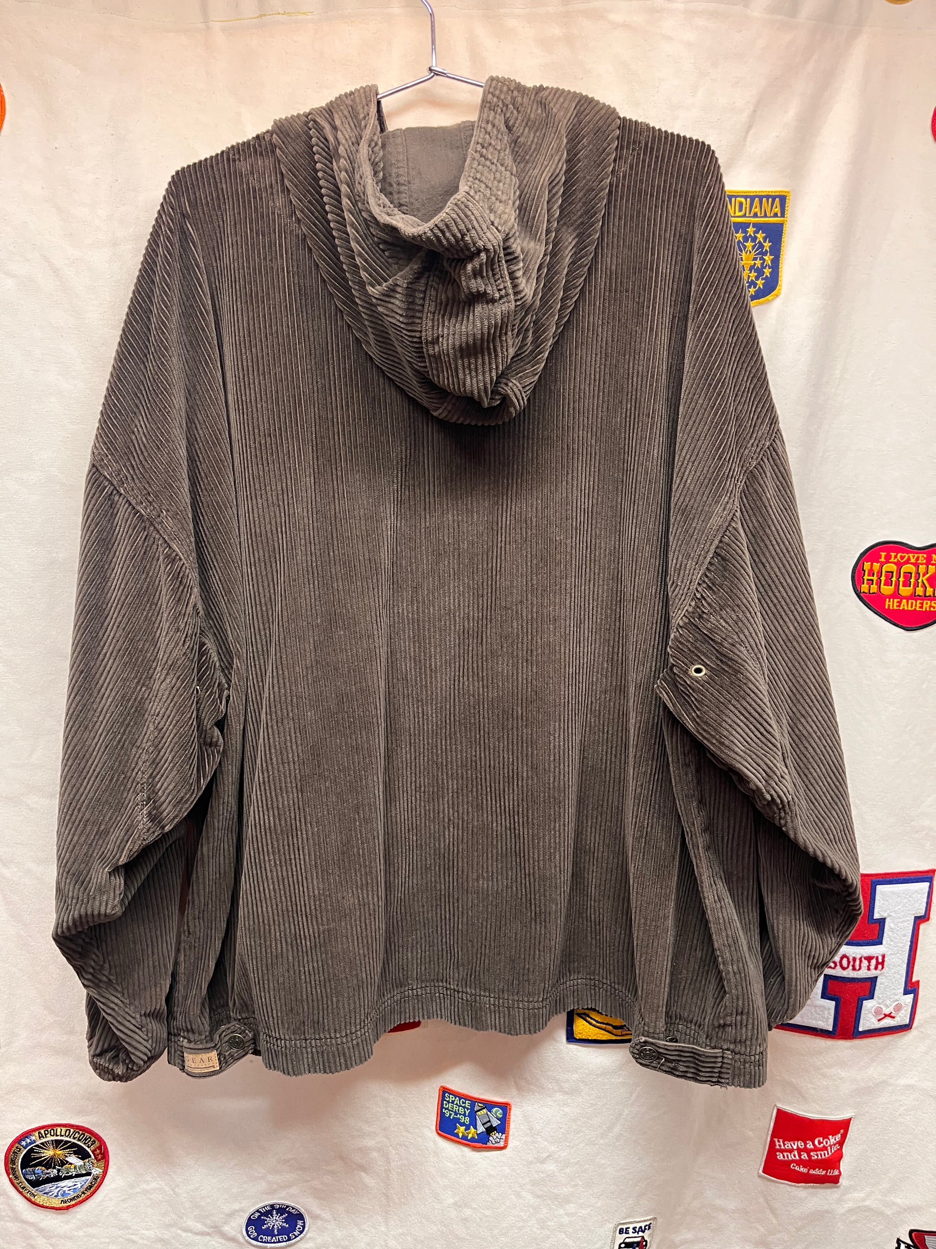 Vintage Surge Soda Corduroy Anorak Hoodie Promo Gear for Sports Brown Jacket: XL