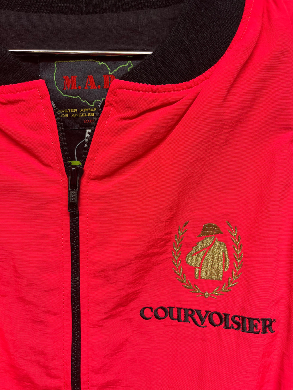 Vtg Courvoisier Cognac Neon Pink Nylon Bomber Alcohol Jacket: Large