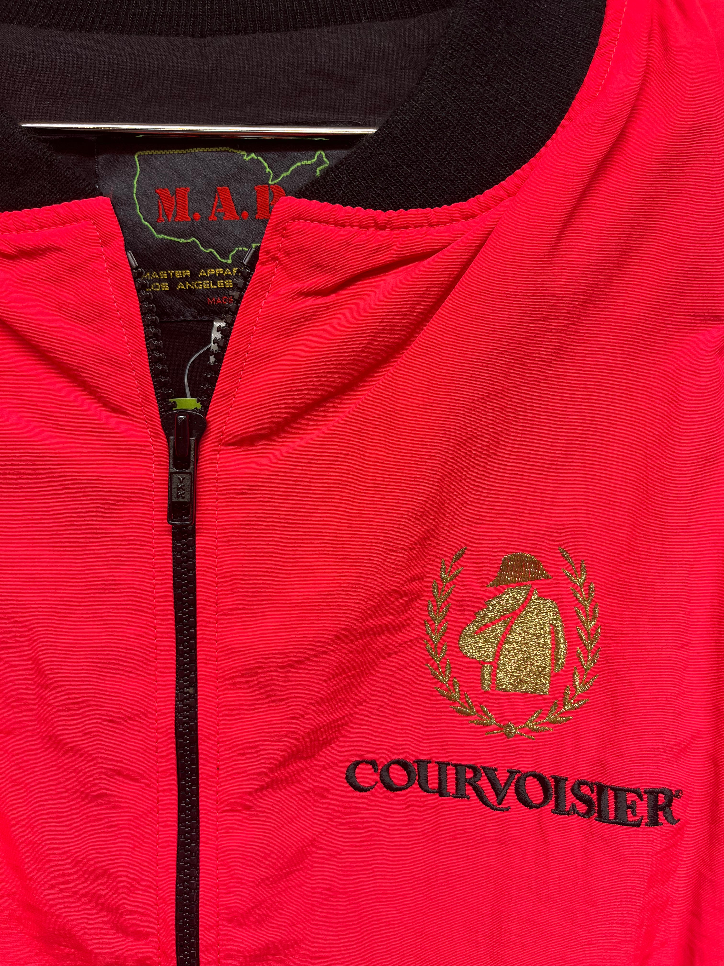 Vtg Courvoisier Cognac Neon Pink Nylon Bomber Alcohol Jacket: Large