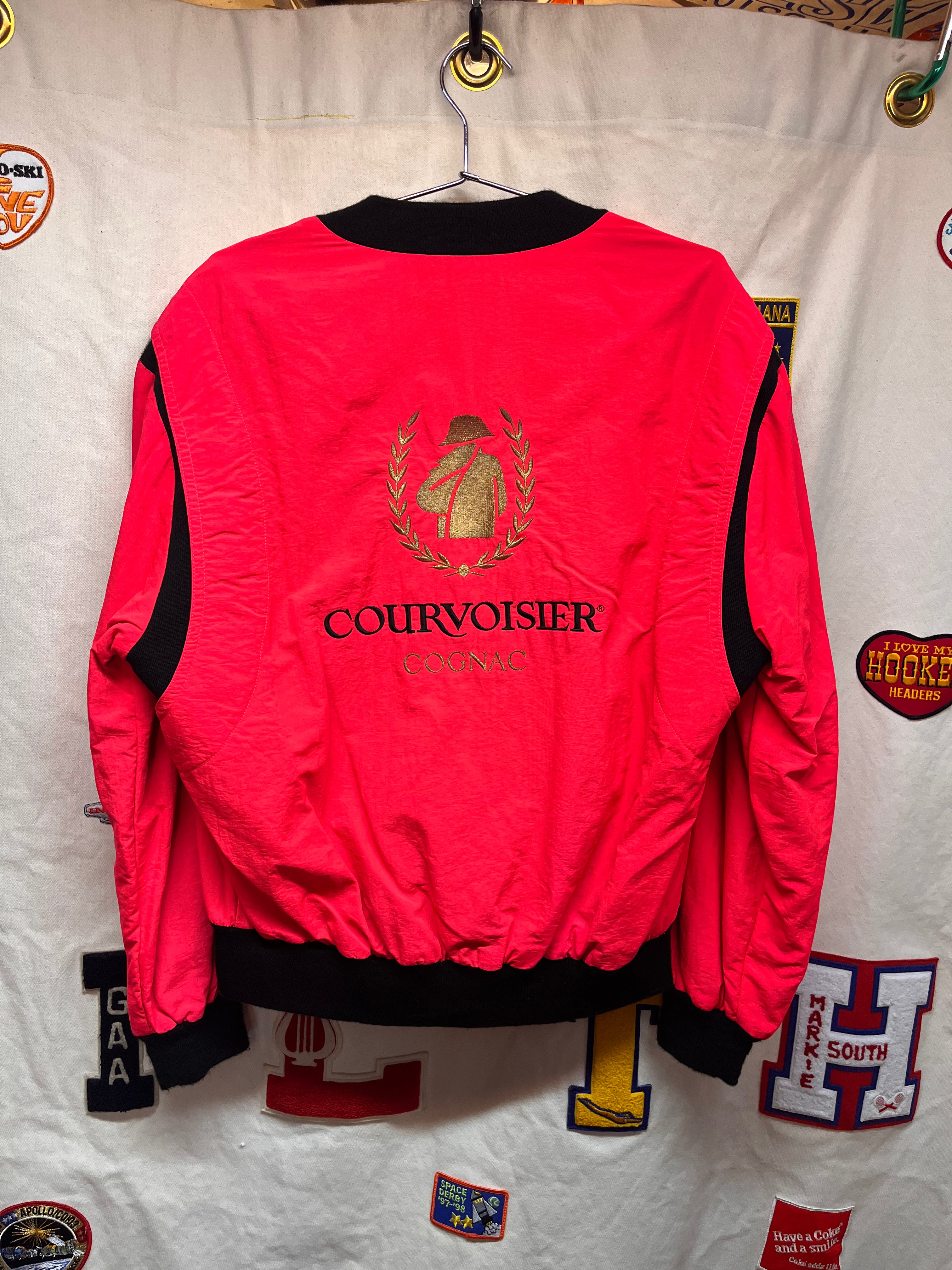 Vtg Courvoisier Cognac Neon Pink Nylon Bomber Alcohol Jacket: Large