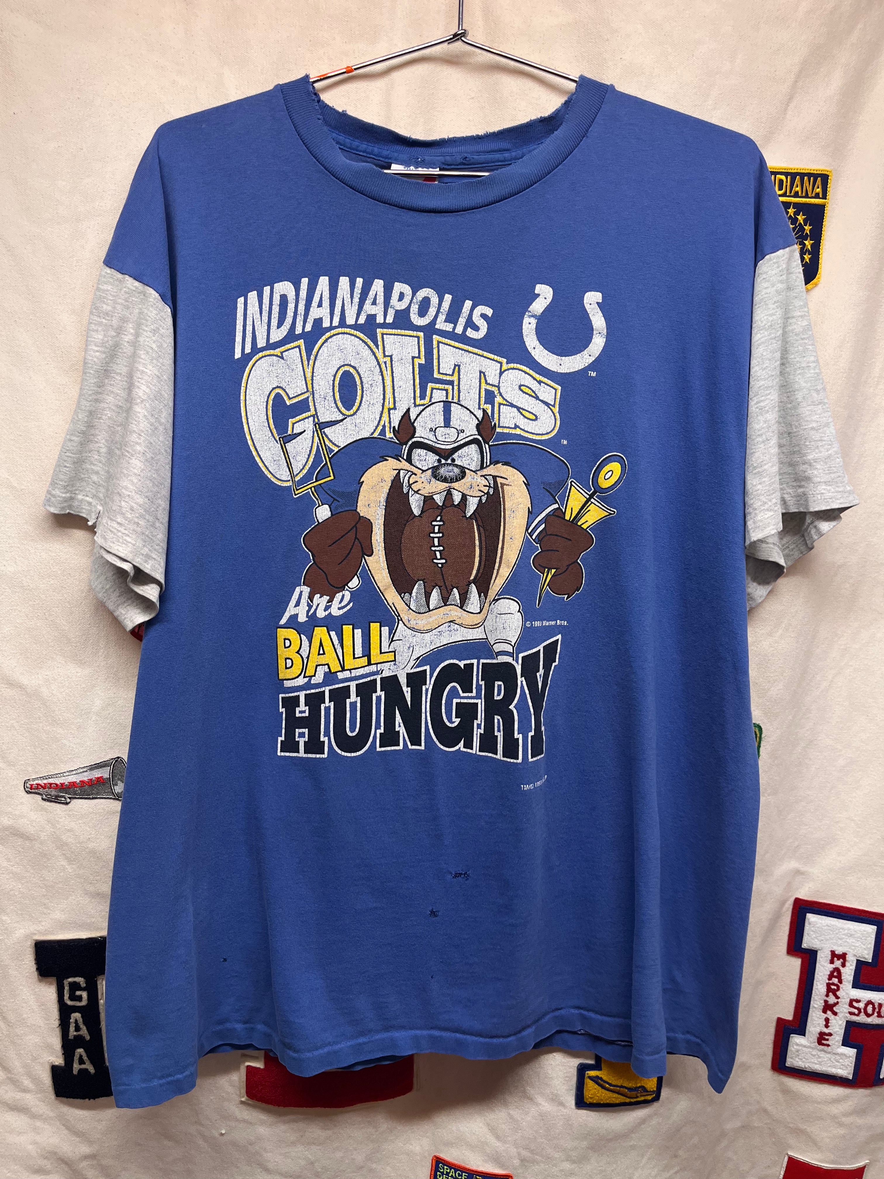 Vintage Indianapolis Colts Taz Ball Hungry NFL Blue T-Shirt:
