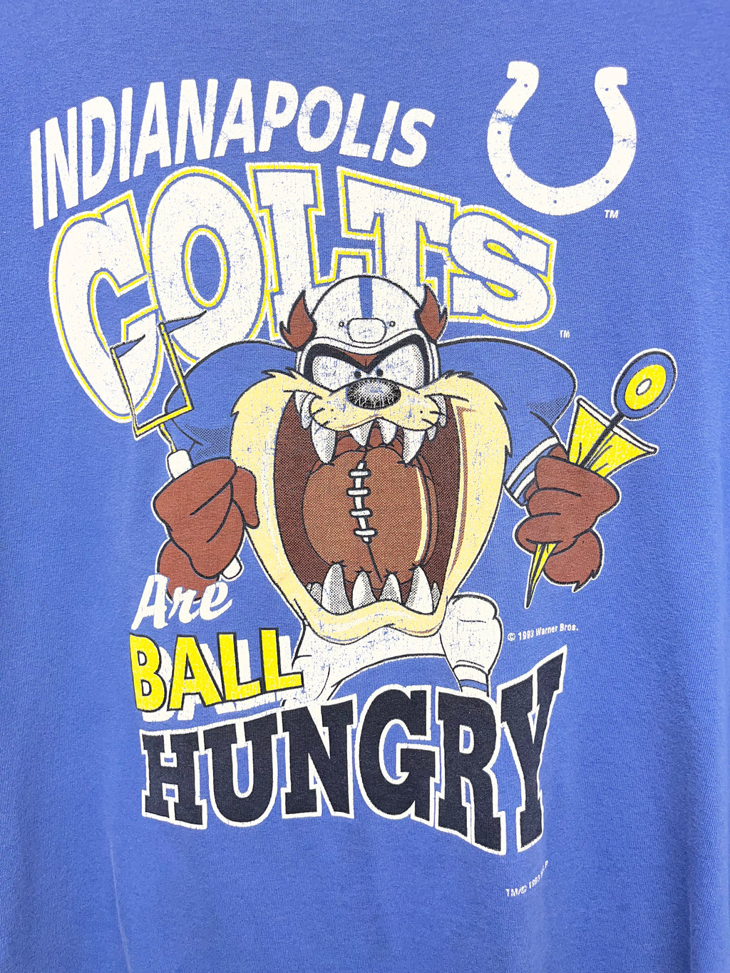 Vintage Indianapolis Colts Taz Ball Hungry NFL Blue T-Shirt: