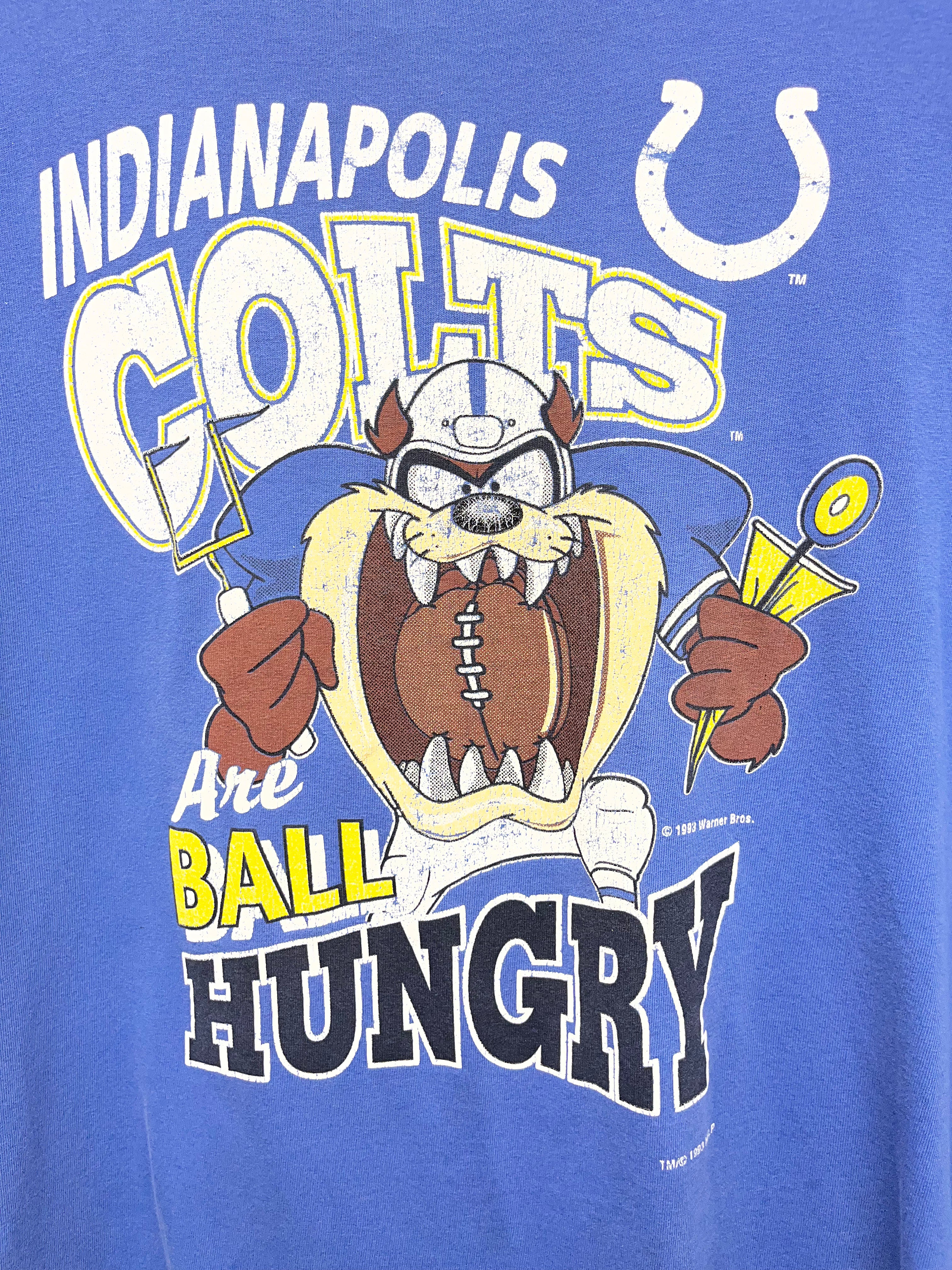 Vintage Indianapolis Colts Taz Ball Hungry NFL Blue T-Shirt: