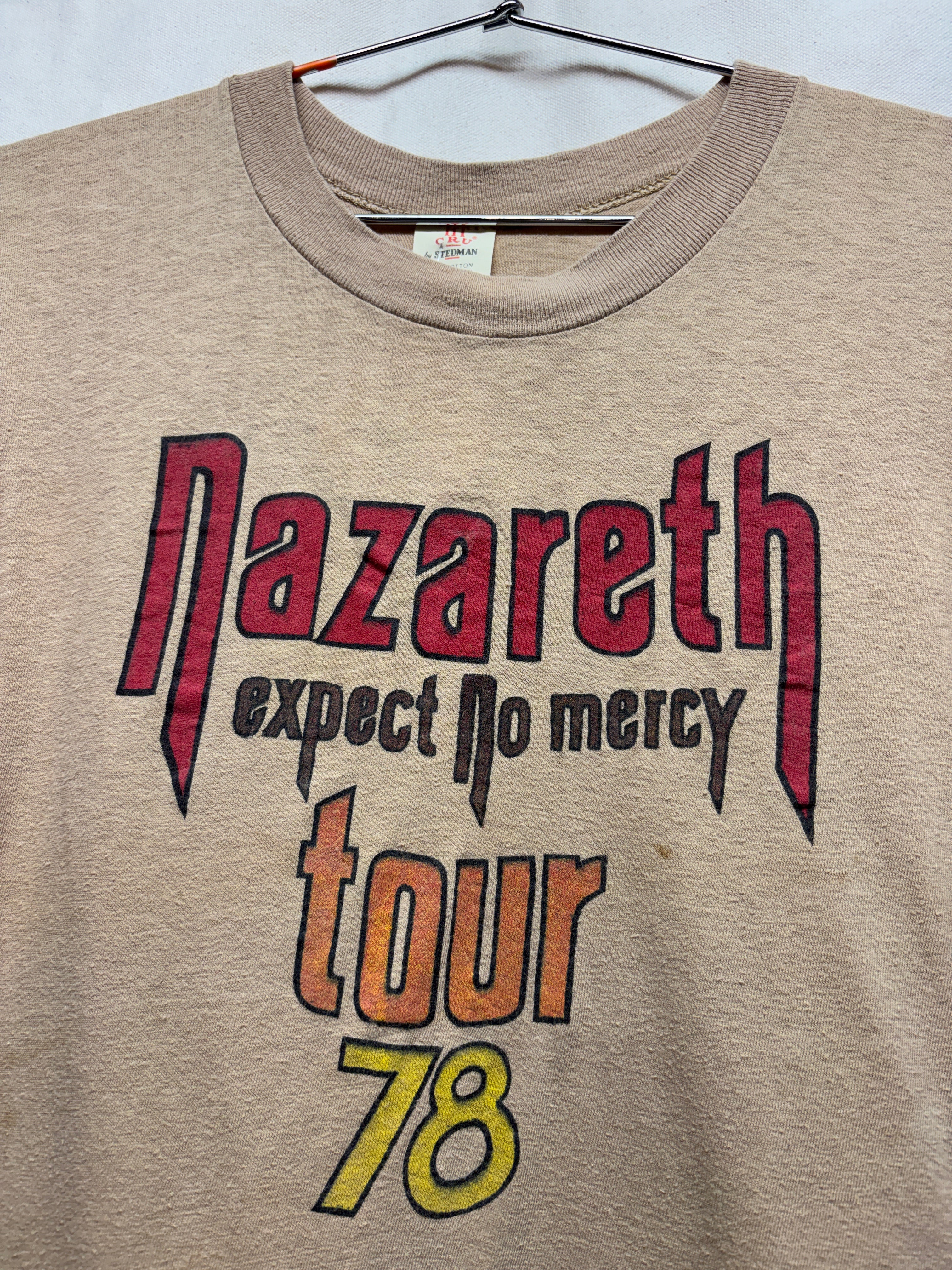 Vintage 1978 Nazareth “Expect No Mercy” Band Concert Tour Tan T-shirt: Medium