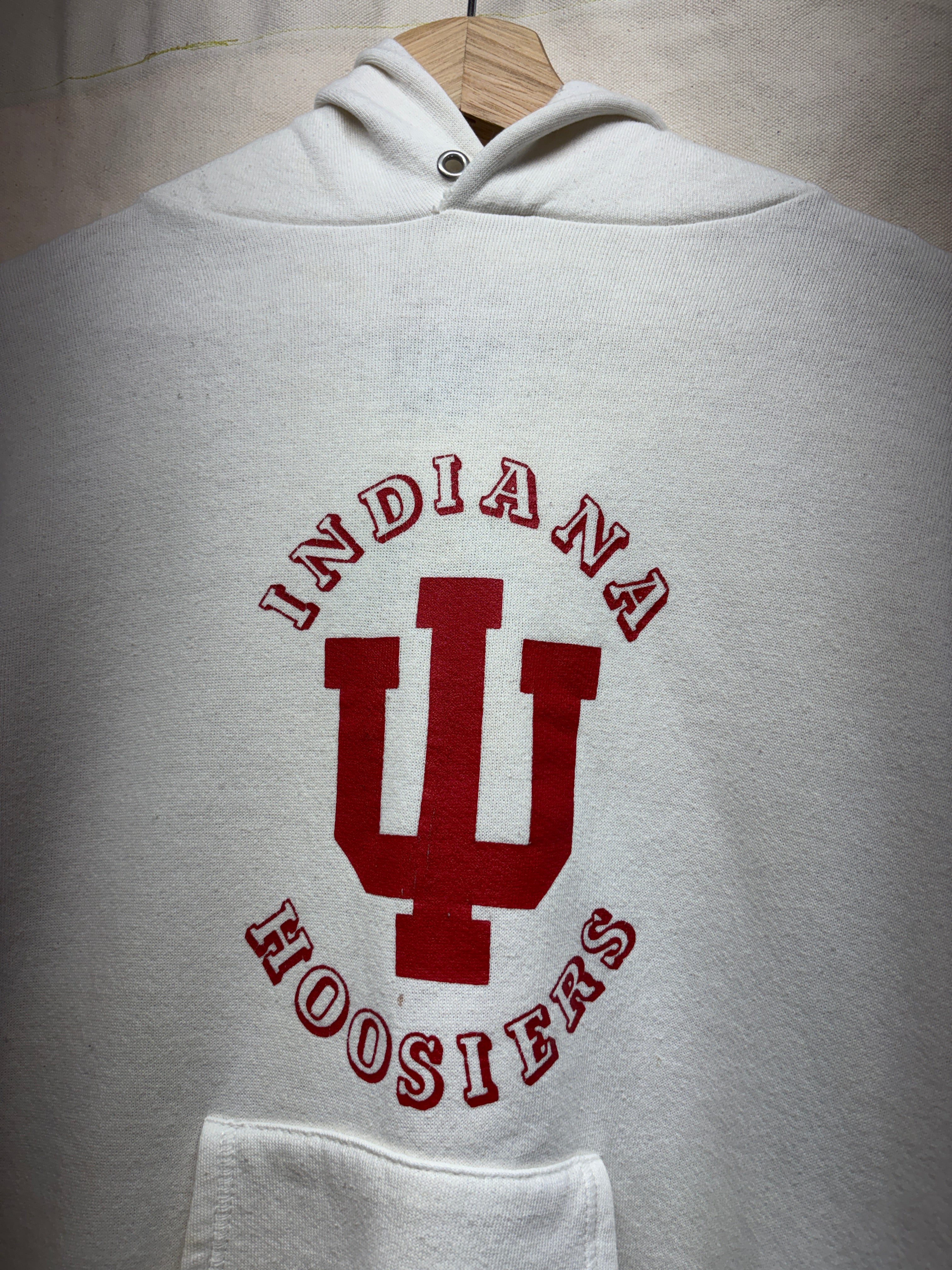 Vintage Indiana University Hoosiers IU White Hoodie Jerzees 80's Sweatshirt: Medium