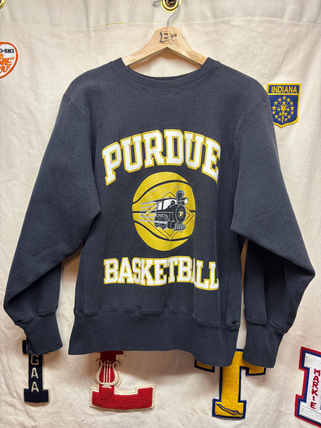 Vintage Purdue Boilermakers Basketball Black Champion Reverse Weave Crewneck Sweatshirt: Small