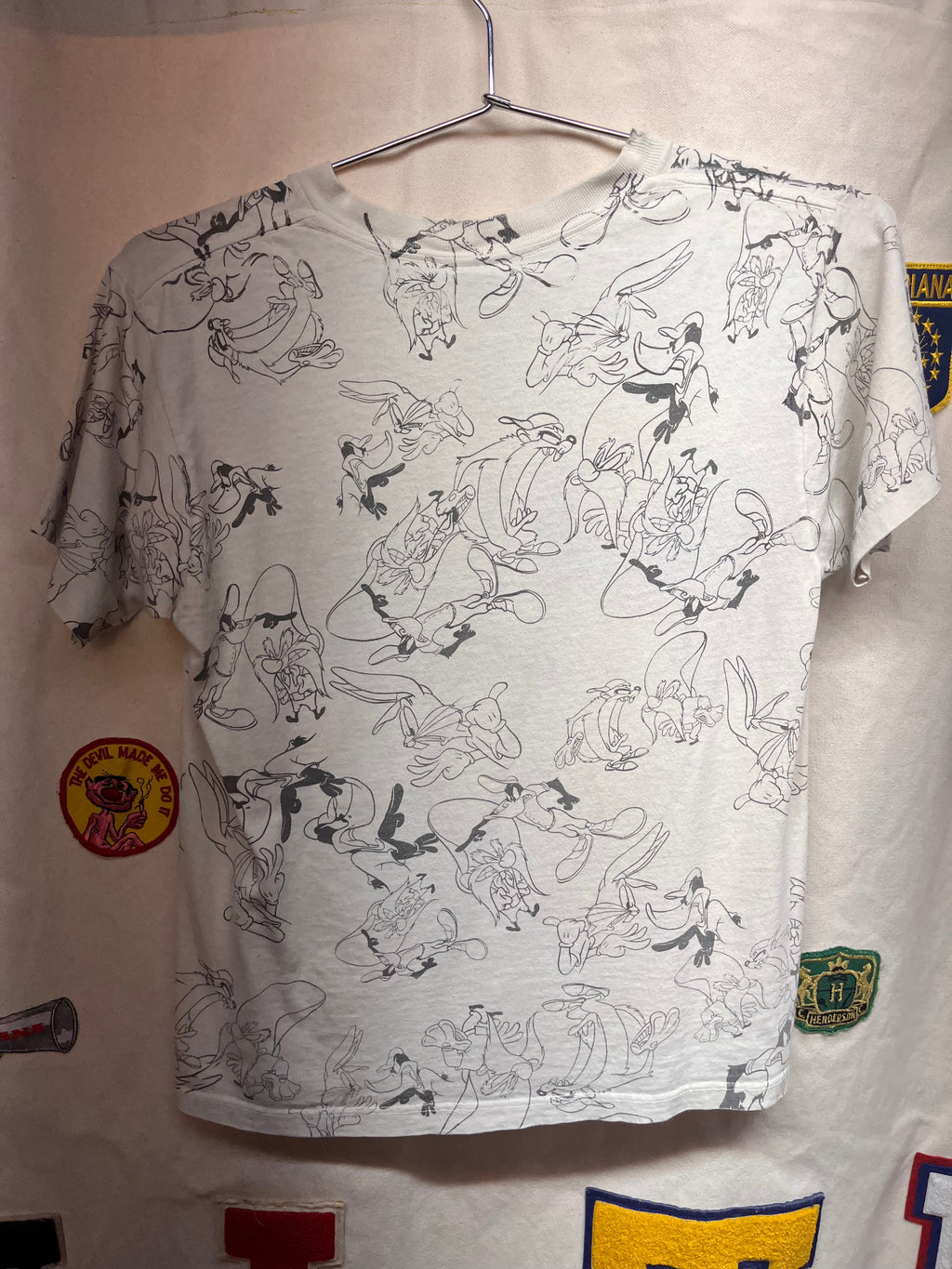 Vintage Looney Tunes Chicago Cubs Strike 1994 All Over Print T-Shirt: Youth Large