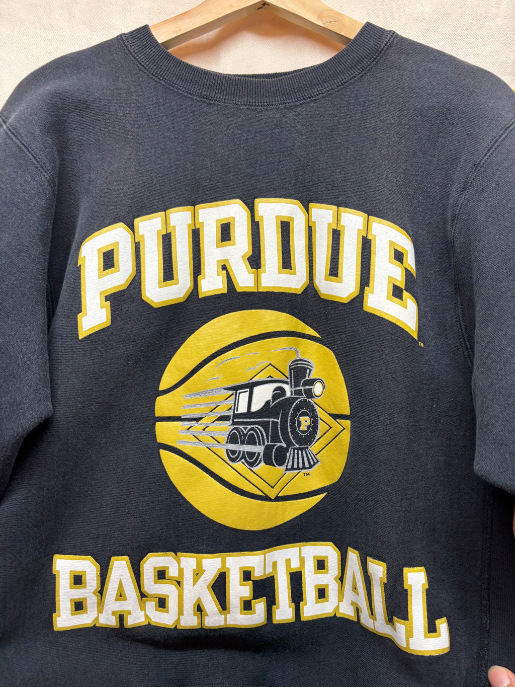 Vintage Purdue Boilermakers Basketball Black Champion Reverse Weave Crewneck Sweatshirt: Small