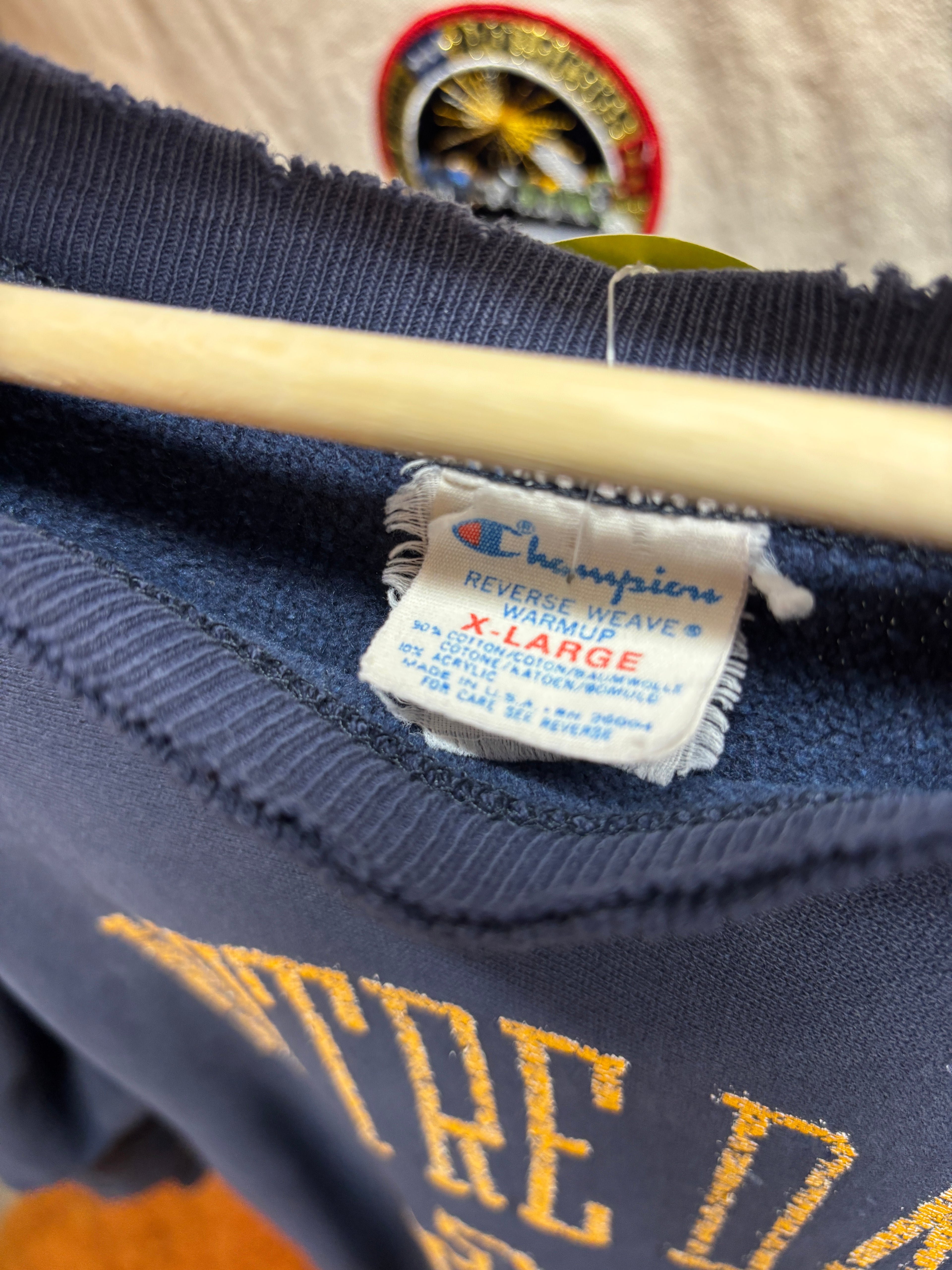 Vintage Notre Dame 80's Navy Champion Reverse Weave Sweatshirt: XL