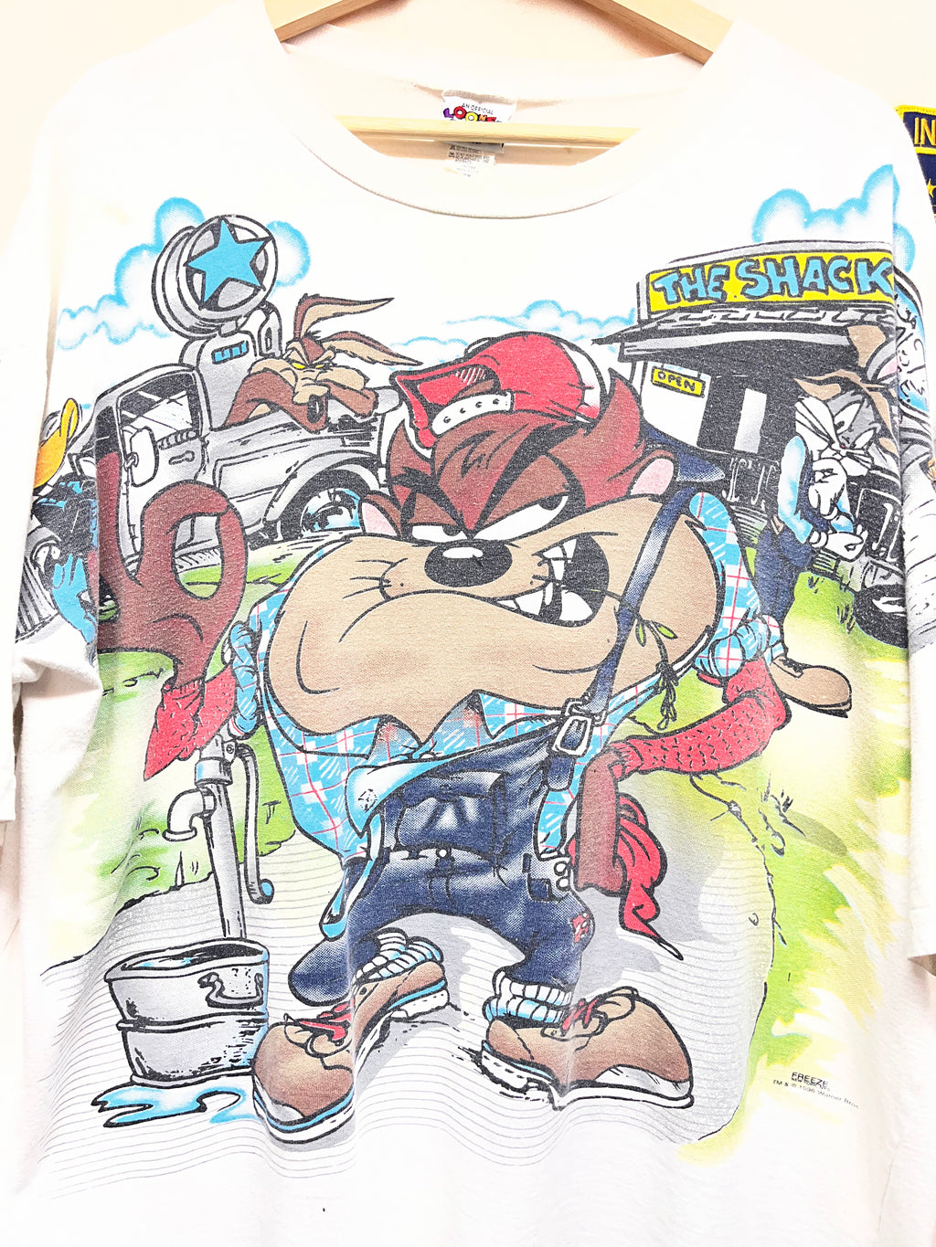 Vintage Looney Tunes FREEZE All Over Print Hangin' In The Heartland Taz T-Shirt: 2XL