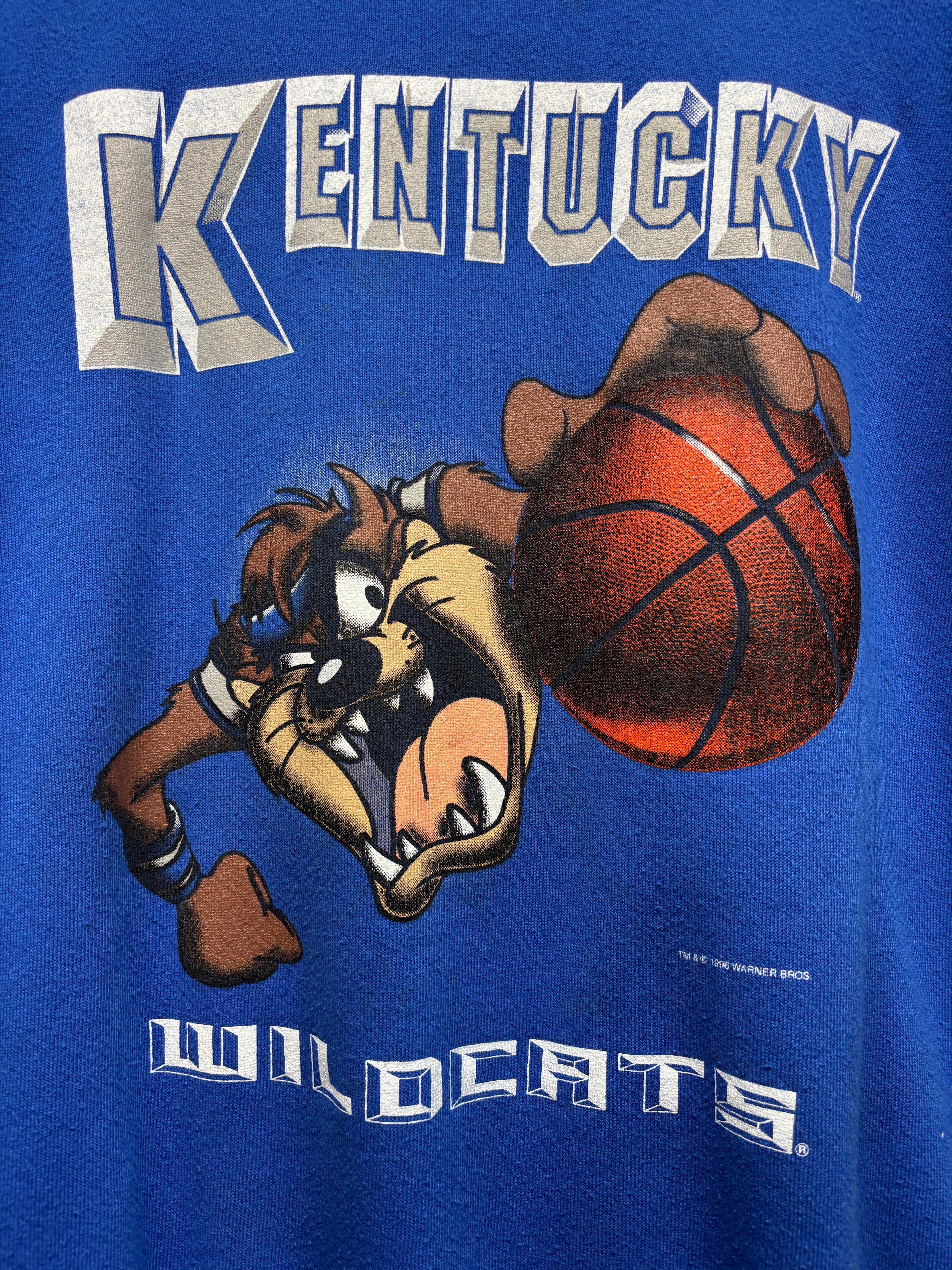 Vintage University of Kentucky Wildcats Basketball UK Taz Blue Crewneck Sweatshirt: Small