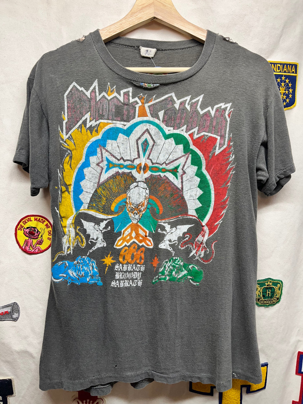 Vtg Black Sabbath 666 70's Faded Parking Lot Boot T-Shirt: Medium