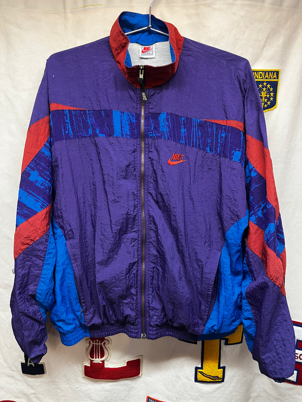Vintage Nike 90's Silver Tag Purple Blue Windbreaker Zip Up Jacket: Medium