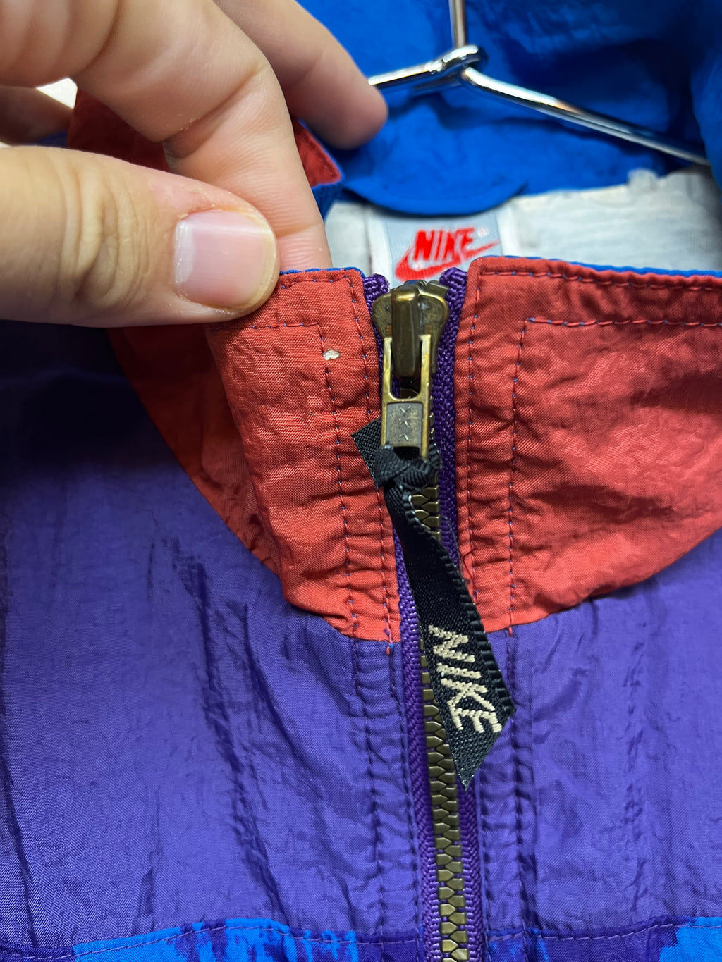 Vintage Nike 90's Silver Tag Purple Blue Windbreaker Zip Up Jacket: Medium
