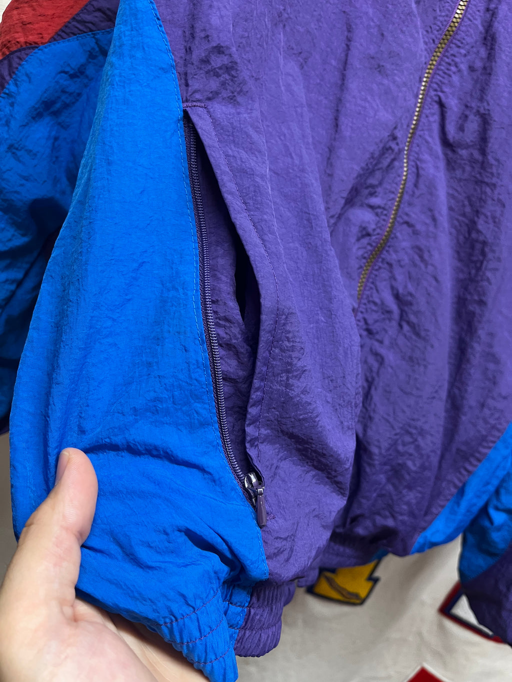 Vintage Nike 90's Silver Tag Purple Blue Windbreaker Zip Up Jacket: Medium