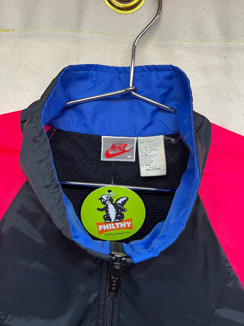 Vintage Nike 90's Half-Zip Windbreaker Pink/Black Pullover Jacket: Medium