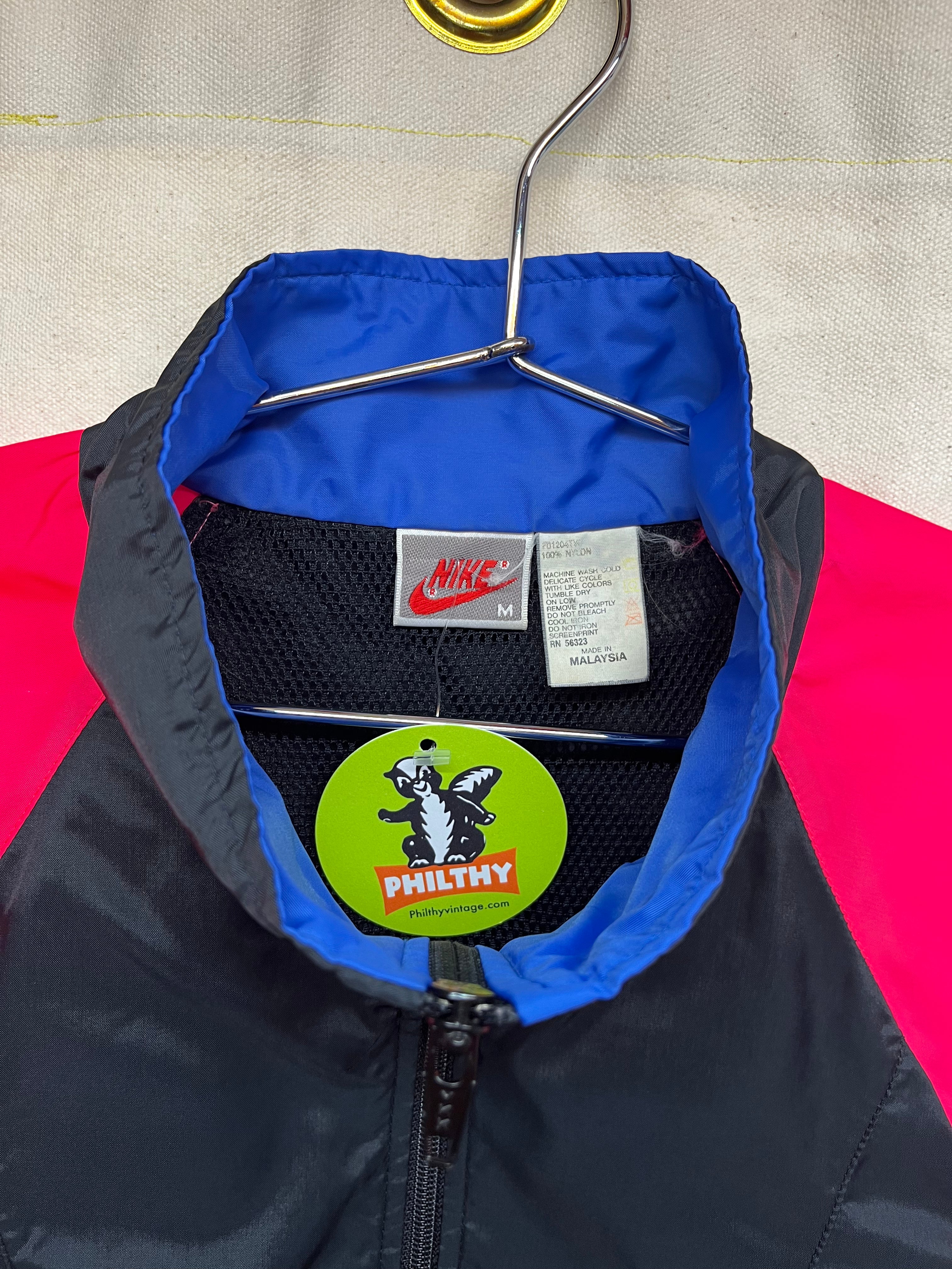 Vintage Nike 90's Half-Zip Windbreaker Pink/Black Pullover Jacket: Medium