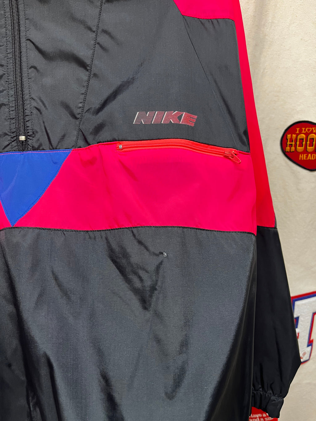 Vintage Nike 90's Half-Zip Windbreaker Pink/Black Pullover Jacket: Medium