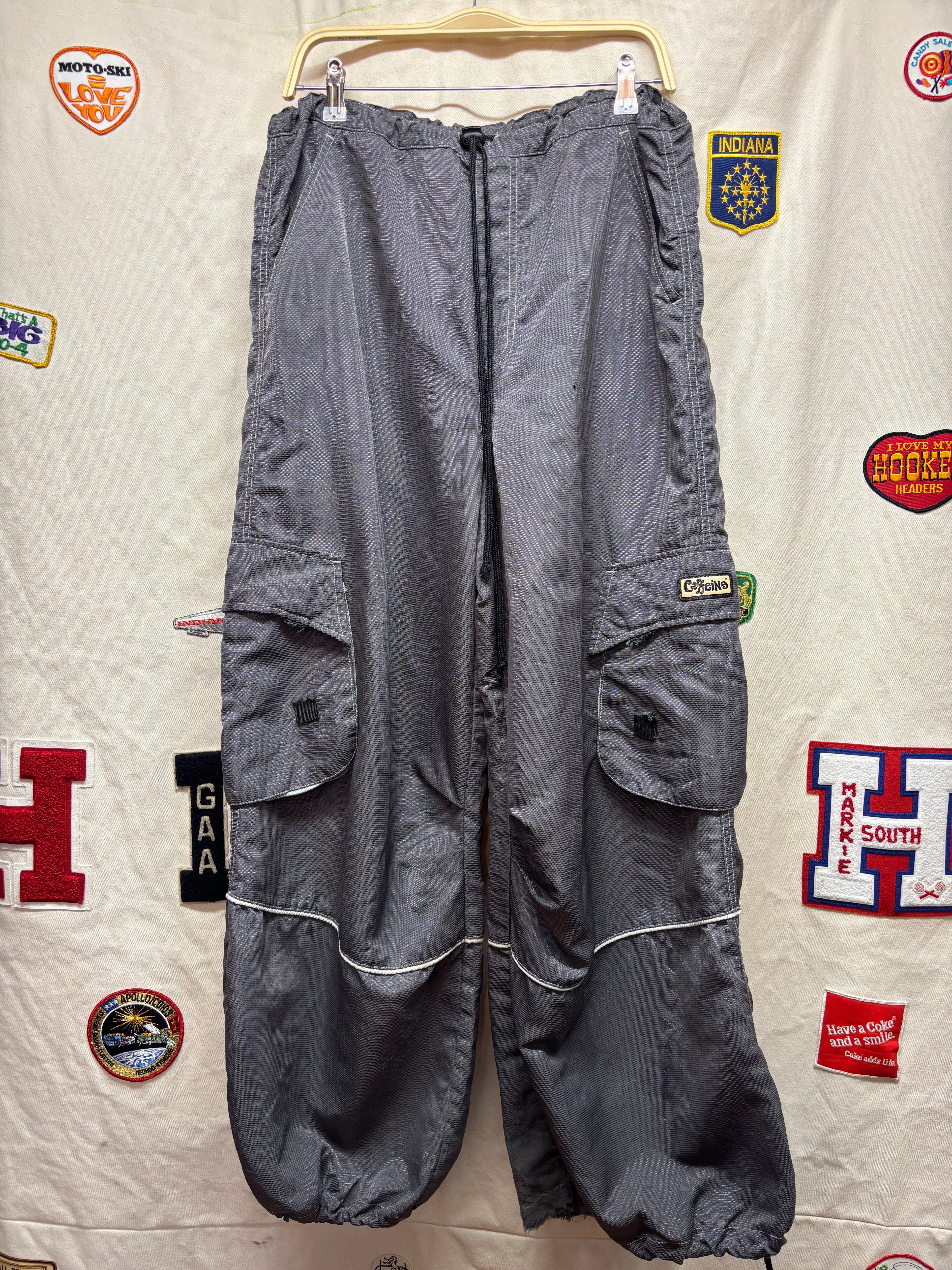 Vtg Caffeine Raver 90's Y2K Grey Pants: L