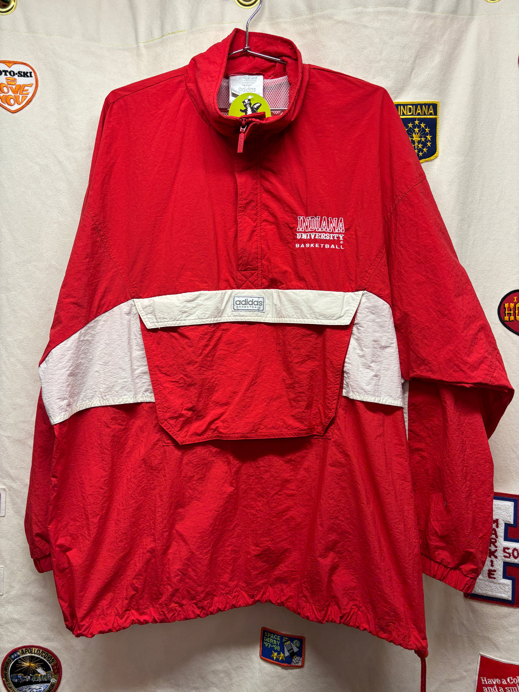 Vtg Adidas Indiana University Basketball 1/4 Zip Windbreaker: XL