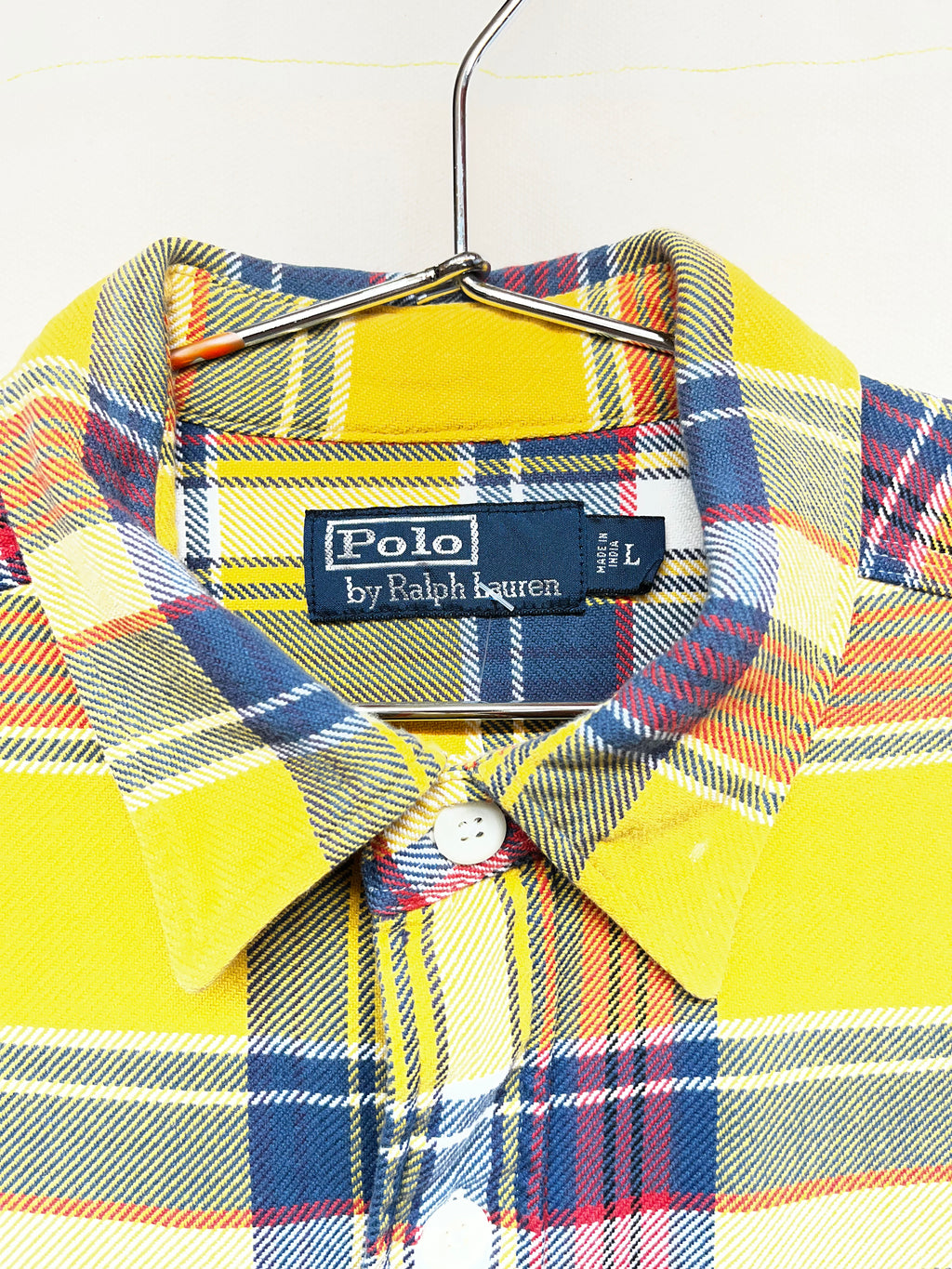 Vintage Polo Ralph Lauren Yellow Plaid Flannel Shirt: Large
