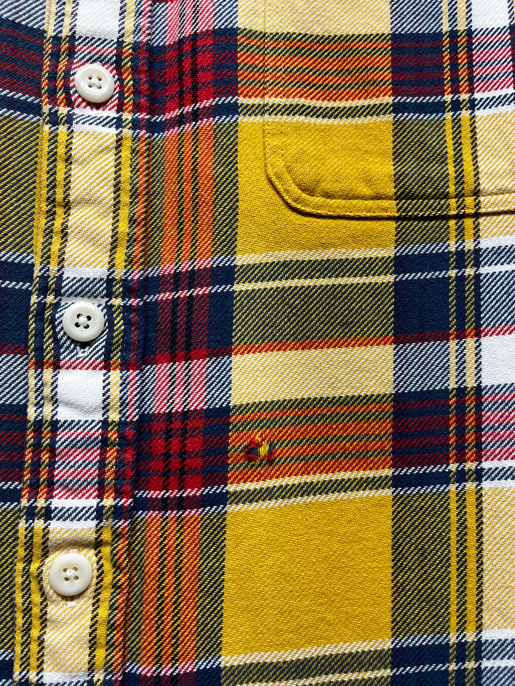 Vintage Polo Ralph Lauren Yellow Plaid Flannel Shirt: Large