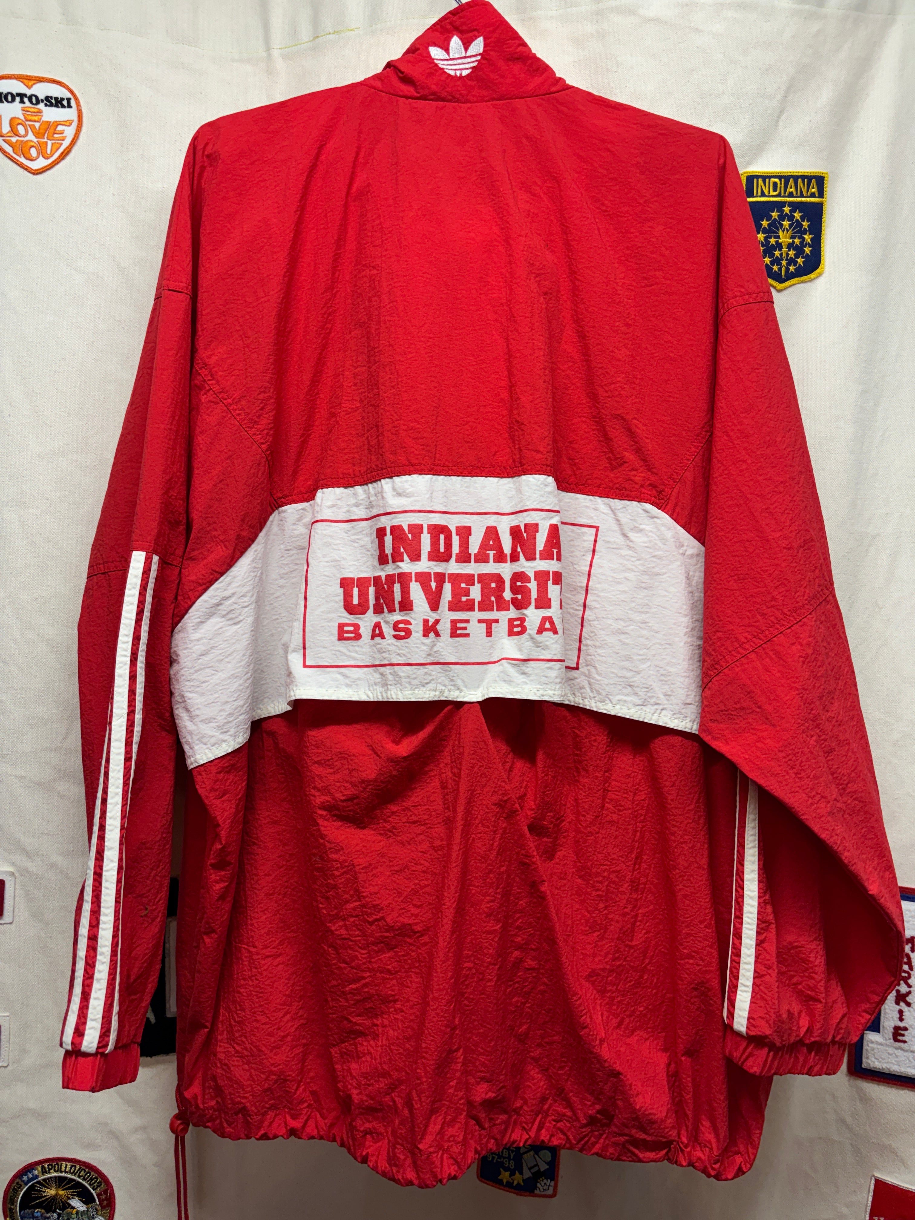 Vtg Adidas Indiana University Basketball 1/4 Zip Windbreaker: XL